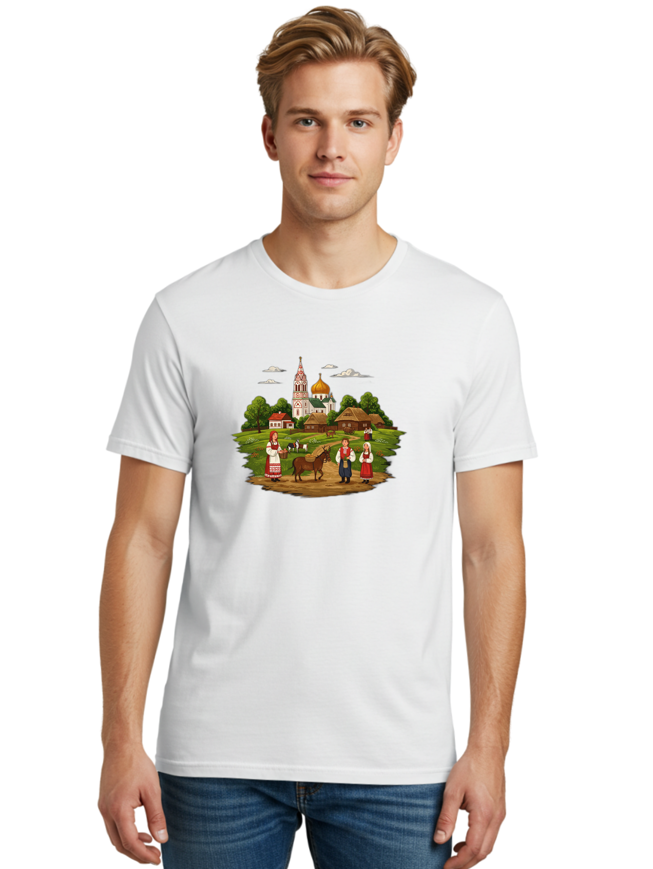 Russian-Village-Scene Men'S Graphic Tee, 100% Cotton, Comfortable Casual Summer Wear, Machine Washable, Vintage Camera, Old Camera, Antique Camera, Black Camera, Classic Photography, Photography Equipment, Nostalgic Device, Film Camera, Ban384 21