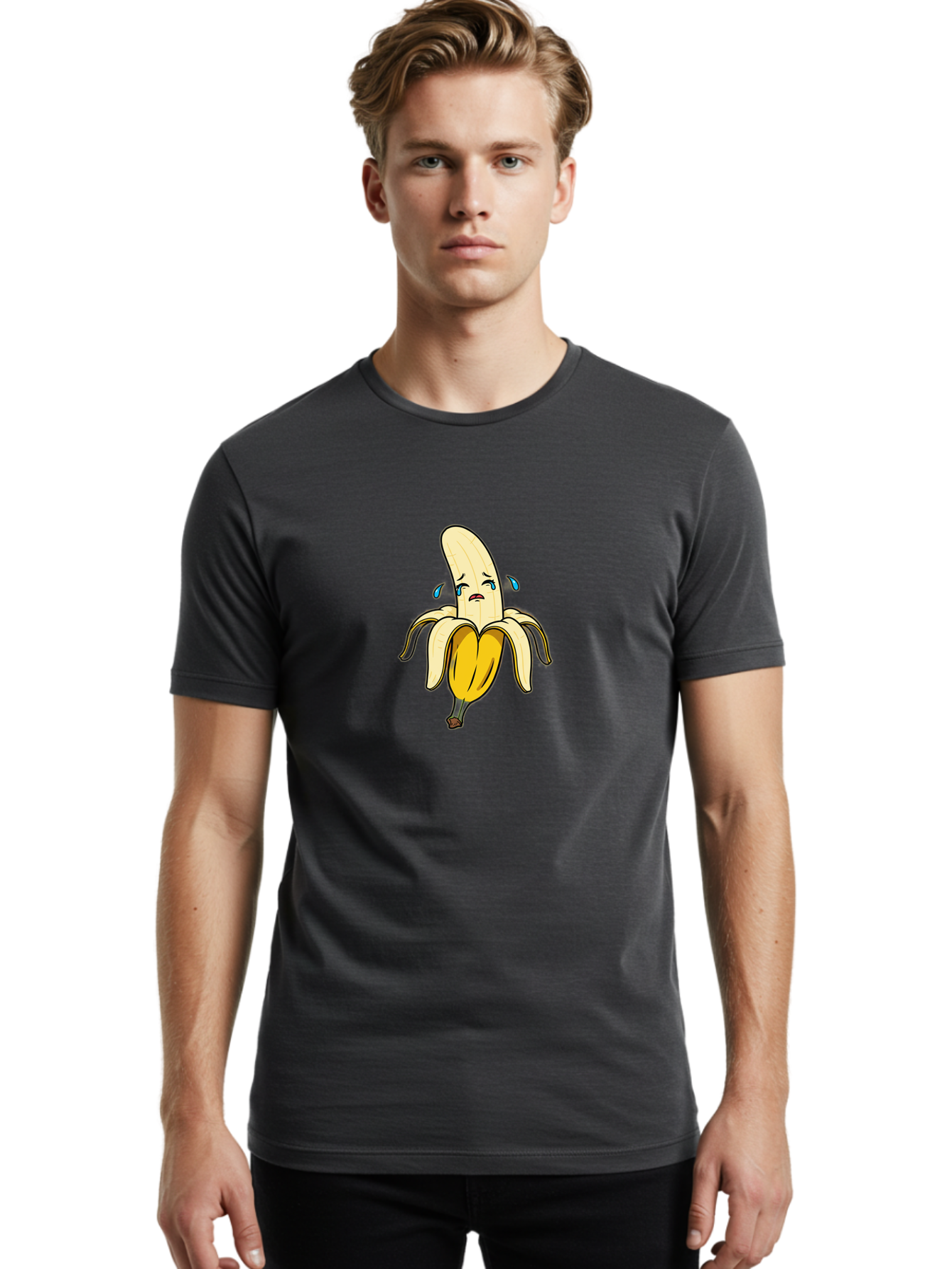 Sad-Banana-2 Men'S Graphic Tee, 100% Cotton, Comfortable Casual Summer Wear, Machine Washable, Vintage Camera, Old Camera, Antique Camera, Black Camera, Classic Photography, Photography Equipment, Nostalgic Device, Film Camera, Camera Art Ban390 27