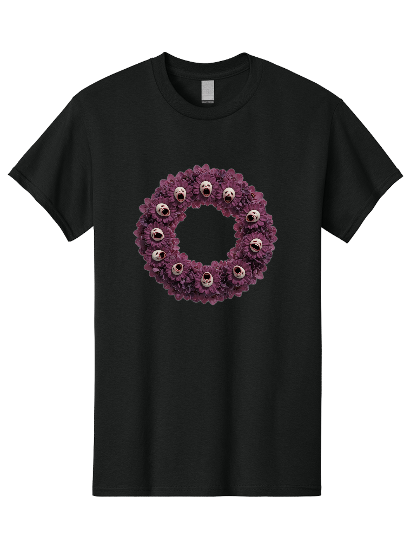 Scream-Faces-Wreath Men'S Graphic Tee, 100% Cotton, Comfortable Casual Summer Wear, Machine Washable, Vintage Camera, Old Camera, Antique Camera, Black Camera, Classic Photography, Photography Equipment, Nostalgic Device, Film Camera, Ban436 15