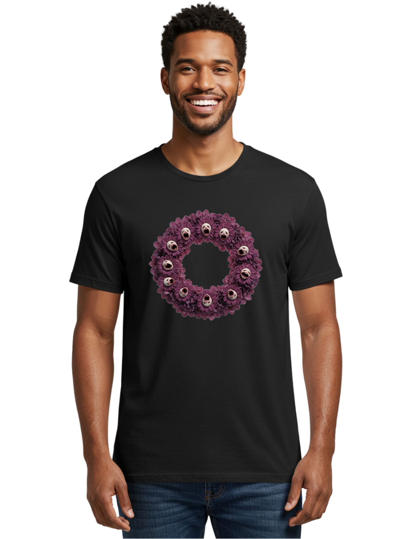 Scream-Faces-Wreath Men'S Graphic Tee, 100% Cotton, Comfortable Casual Summer Wear, Machine Washable, Vintage Camera, Old Camera, Antique Camera, Black Camera, Classic Photography, Photography Equipment, Nostalgic Device, Film Camera, Ban436 30