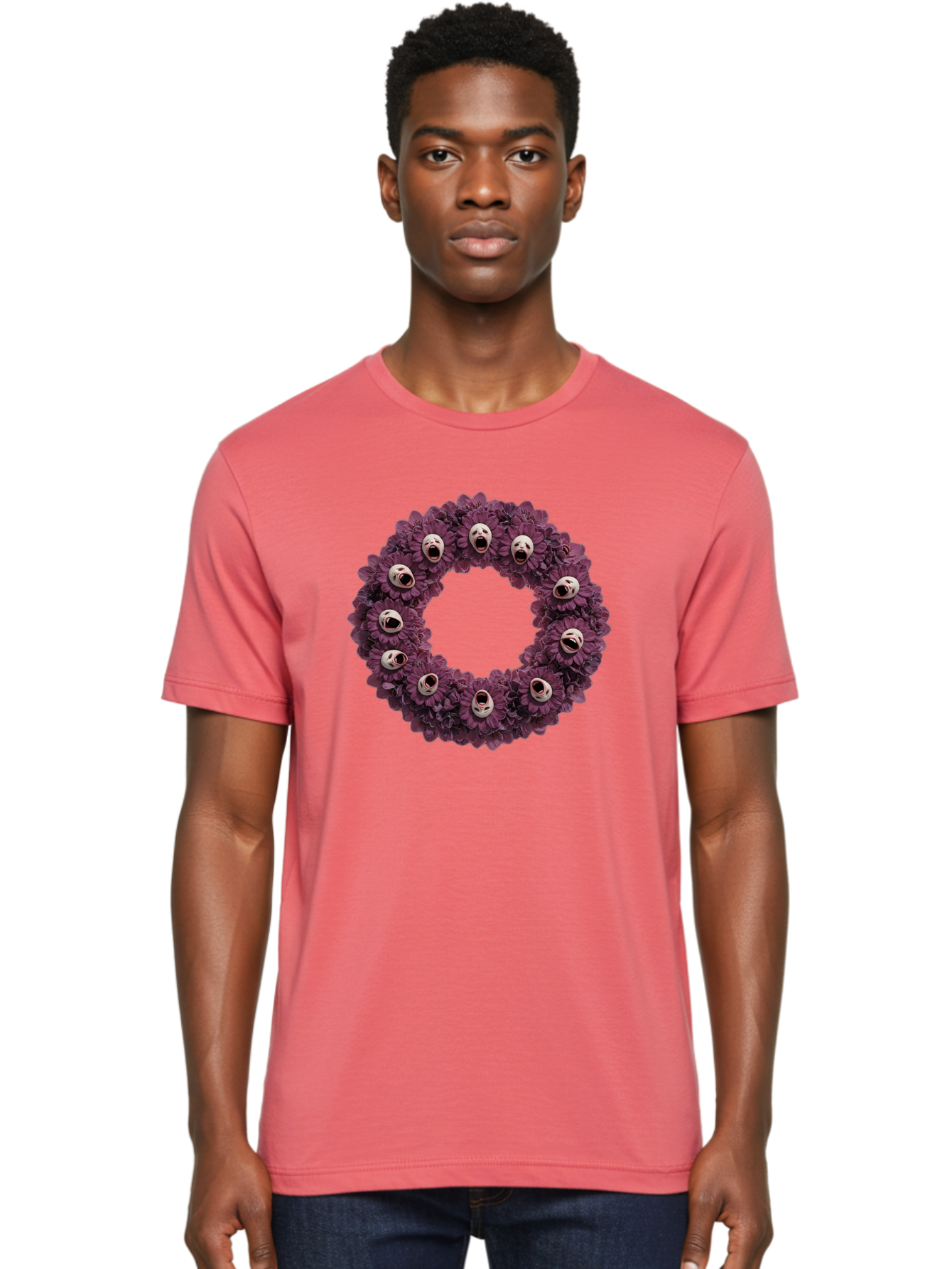 Scream-Faces-Wreath Men'S Graphic Tee, 100% Cotton, Comfortable Casual Summer Wear, Machine Washable, Vintage Camera, Old Camera, Antique Camera, Black Camera, Classic Photography, Photography Equipment, Nostalgic Device, Film Camera, Ban436 18