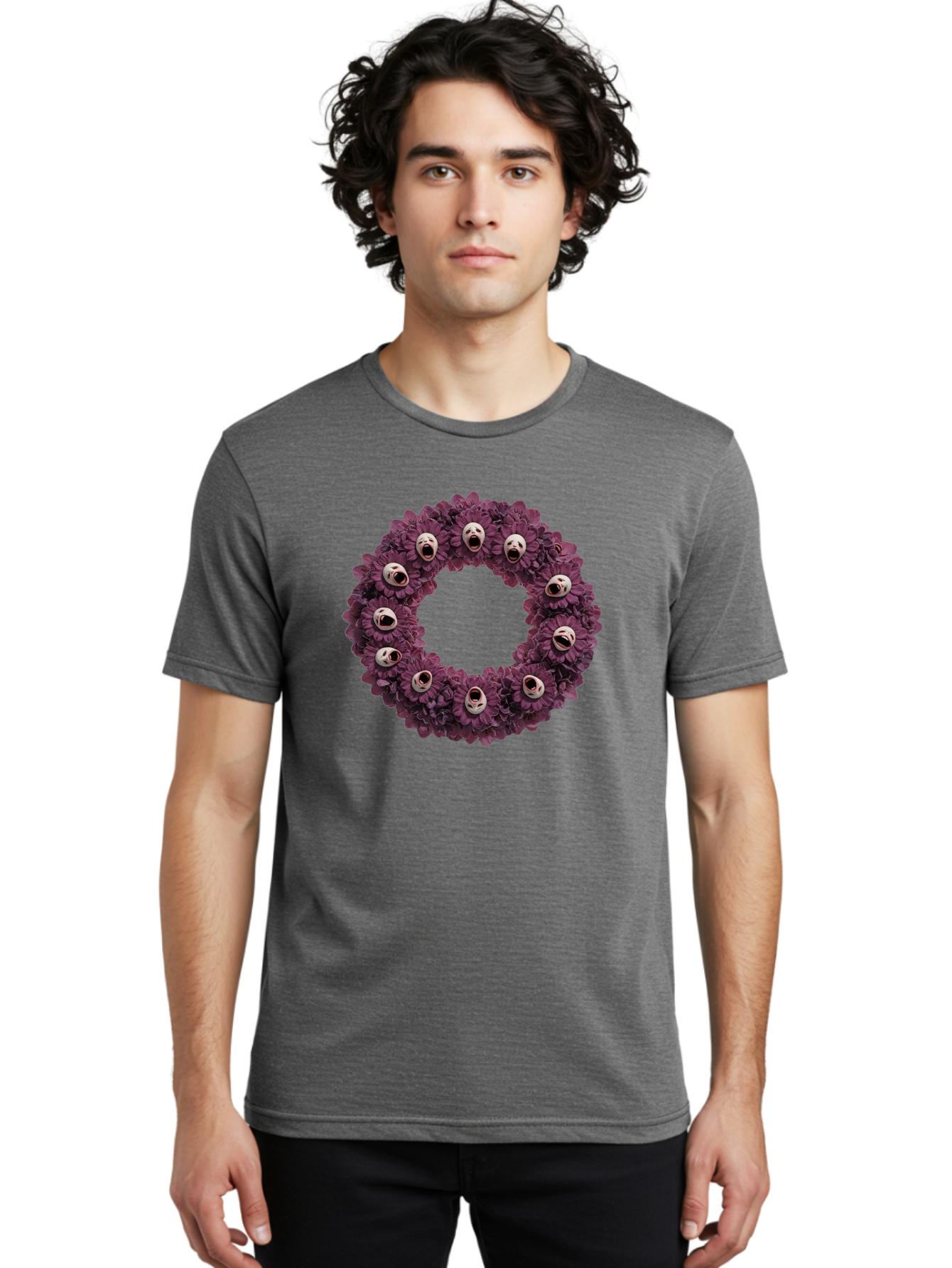 Scream-Faces-Wreath Men'S Graphic Tee, 100% Cotton, Comfortable Casual Summer Wear, Machine Washable, Vintage Camera, Old Camera, Antique Camera, Black Camera, Classic Photography, Photography Equipment, Nostalgic Device, Film Camera, Ban436 16