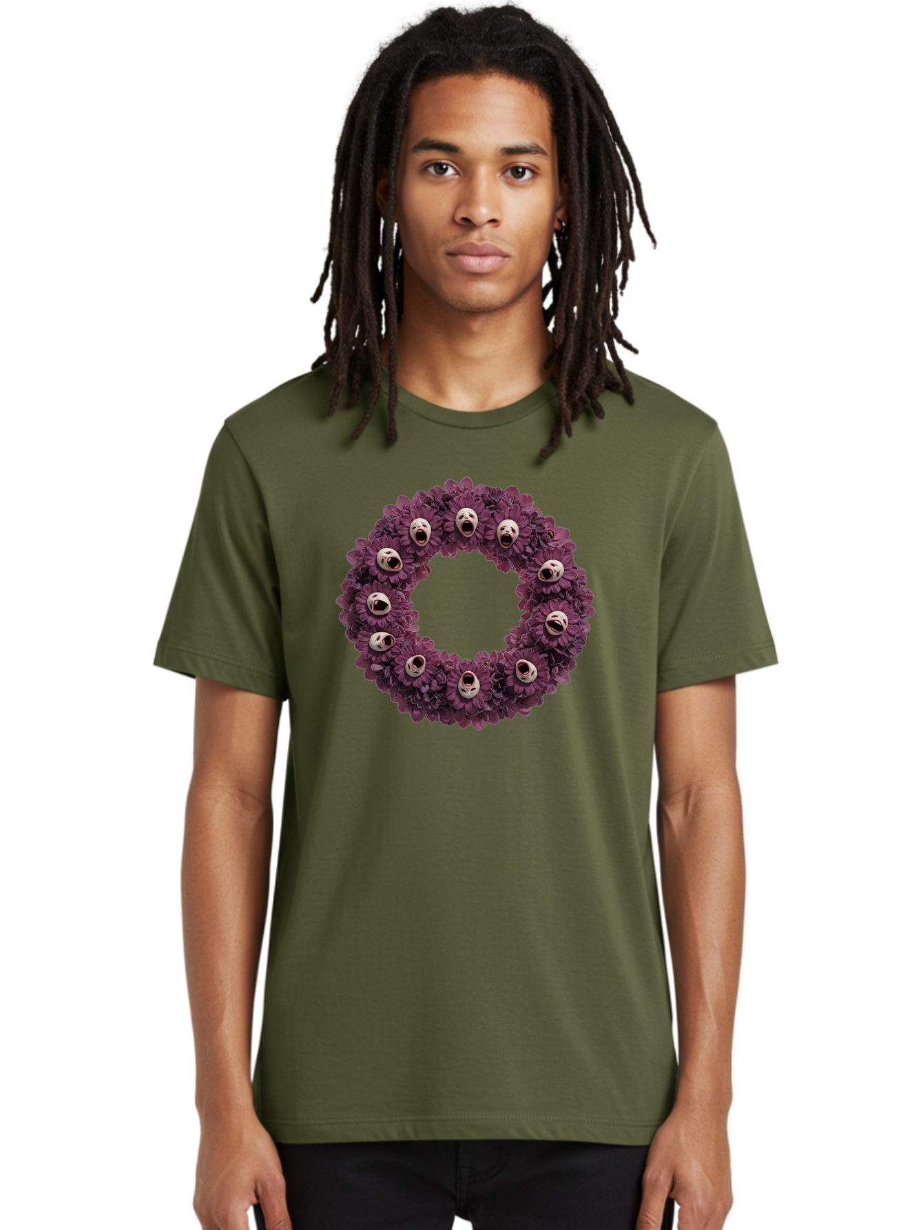 Scream-Faces-Wreath Men'S Graphic Tee, 100% Cotton, Comfortable Casual Summer Wear, Machine Washable, Vintage Camera, Old Camera, Antique Camera, Black Camera, Classic Photography, Photography Equipment, Nostalgic Device, Film Camera, Ban436 28