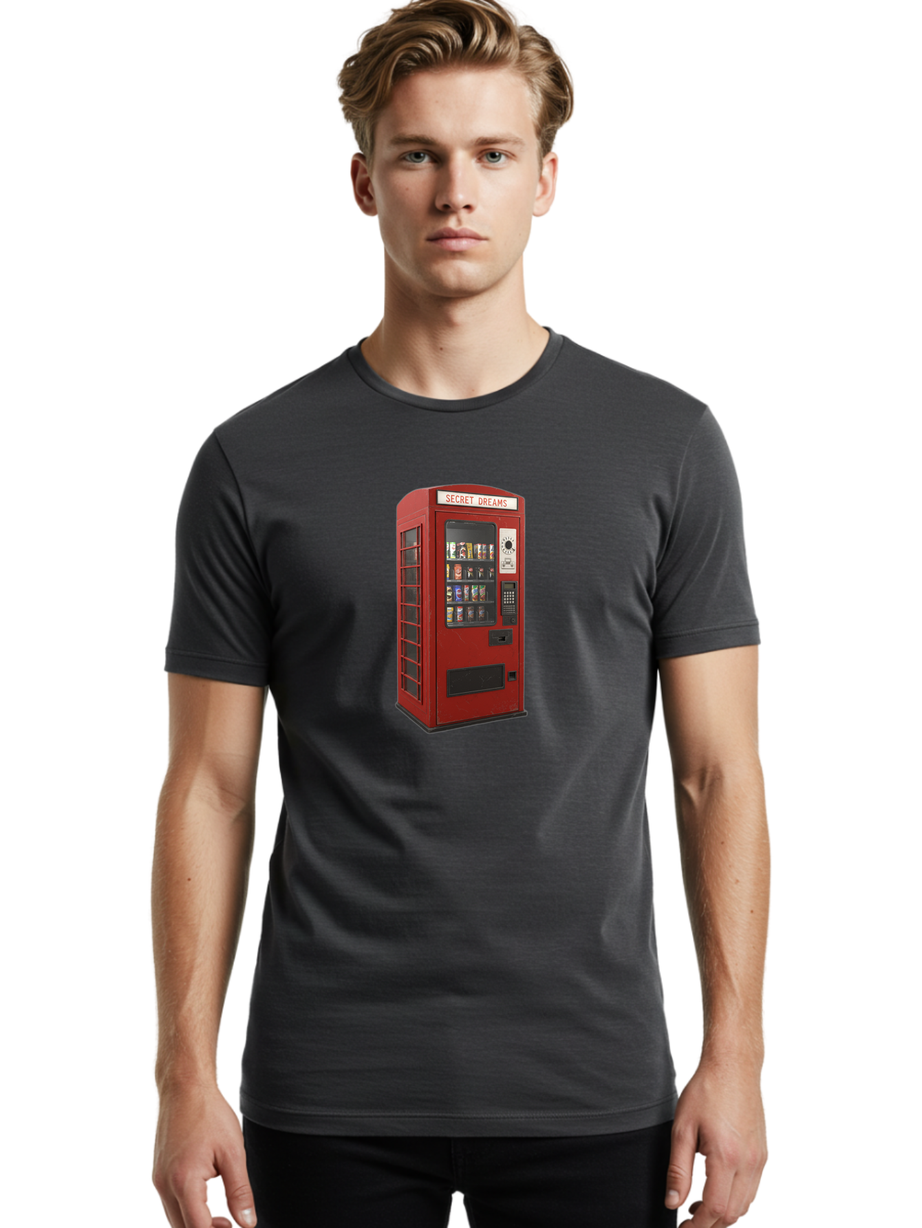 Secret-Dreams-Vending-Machine Men'S Graphic Tee, 100% Cotton, Comfortable Casual Summer Wear, Machine Washable, Vintage Camera, Old Camera, Antique Camera, Black Camera, Classic Photography, Photography Equipment, Nostalgic Device, Ban440 25