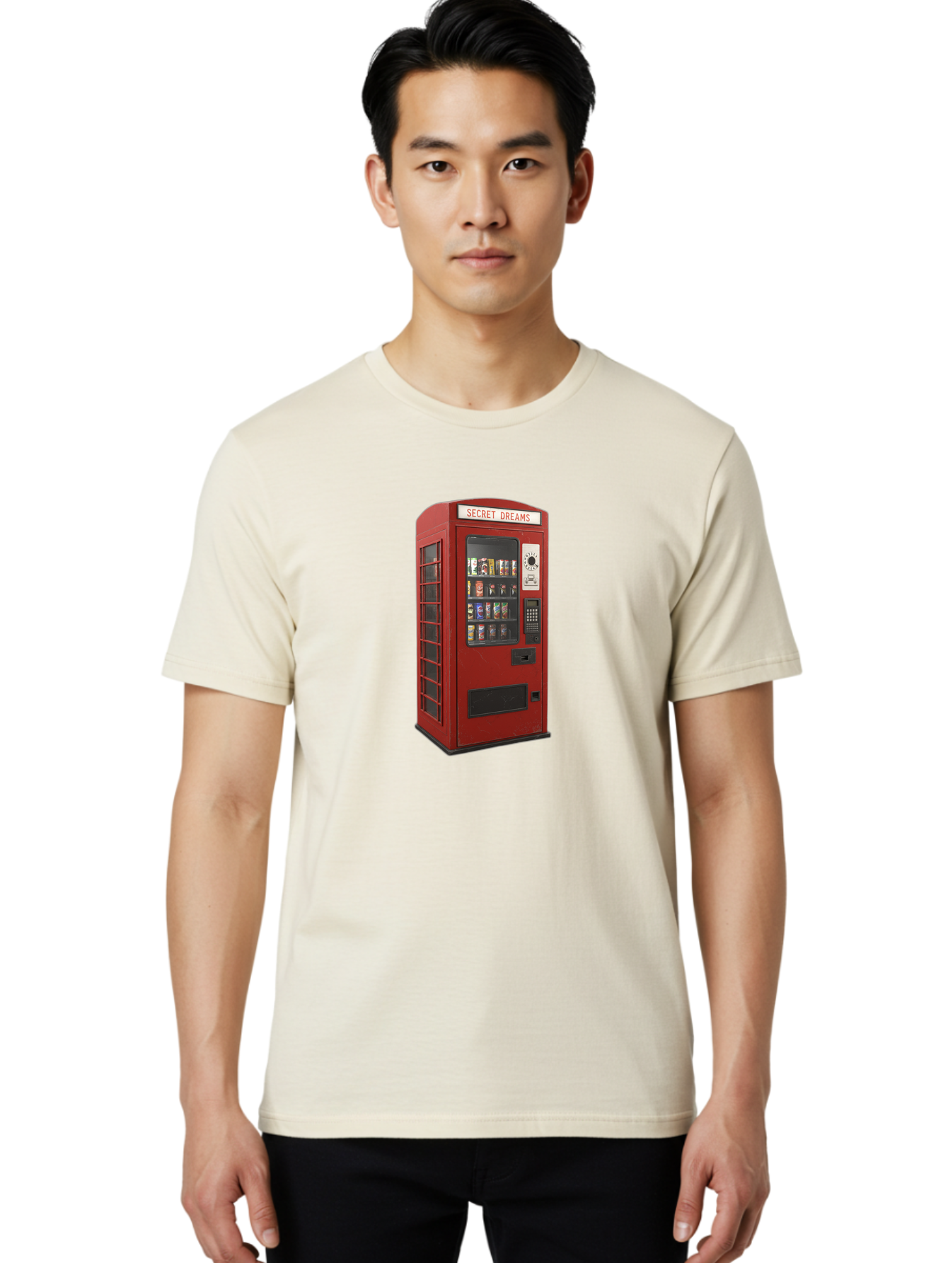 Secret-Dreams-Vending-Machine Men'S Graphic Tee, 100% Cotton, Comfortable Casual Summer Wear, Machine Washable, Vintage Camera, Old Camera, Antique Camera, Black Camera, Classic Photography, Photography Equipment, Nostalgic Device, Ban440 20
