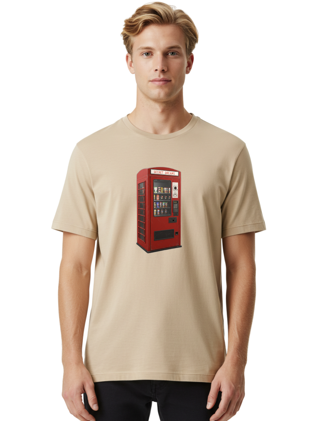 Secret-Dreams-Vending-Machine Men'S Graphic Tee, 100% Cotton, Comfortable Casual Summer Wear, Machine Washable, Vintage Camera, Old Camera, Antique Camera, Black Camera, Classic Photography, Photography Equipment, Nostalgic Device, Ban440 24