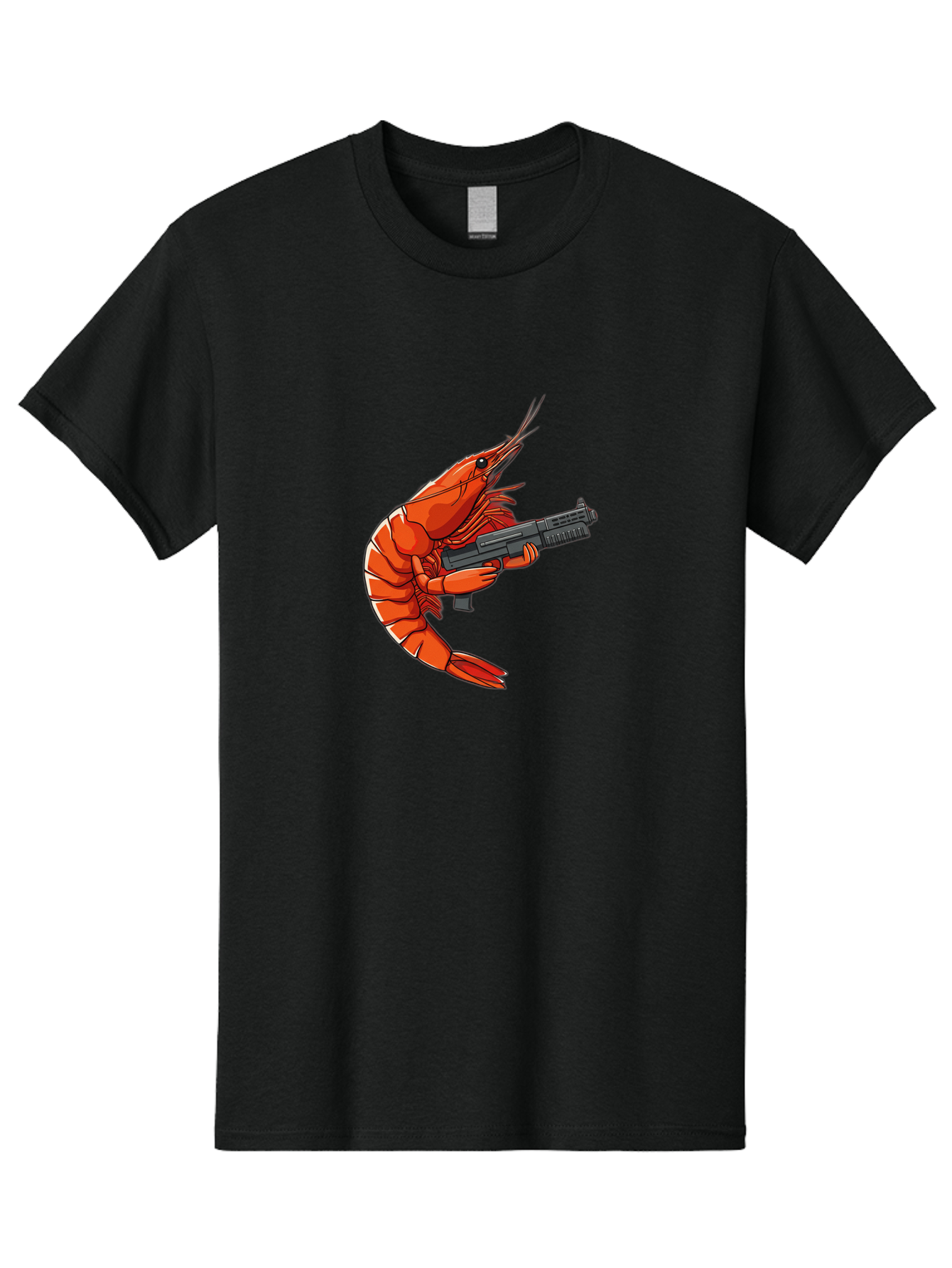 Shrimp-With-Gun-1 Men'S Graphic Tee, 100% Cotton, Comfortable Casual Summer Wear, Machine Washable, Vintage Camera, Old Camera, Antique Camera, Black Camera, Classic Photography, Photography Equipment, Nostalgic Device, Film Camera, Camera Art Ban460 4
