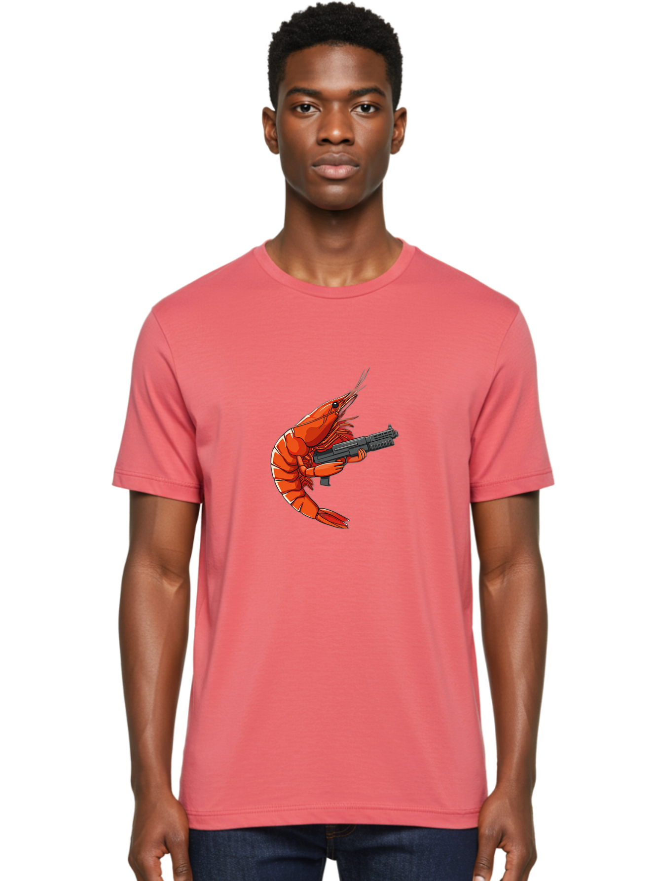 Shrimp-With-Gun-1 Men'S Graphic Tee, 100% Cotton, Comfortable Casual Summer Wear, Machine Washable, Vintage Camera, Old Camera, Antique Camera, Black Camera, Classic Photography, Photography Equipment, Nostalgic Device, Film Camera, Camera Art Ban460 26