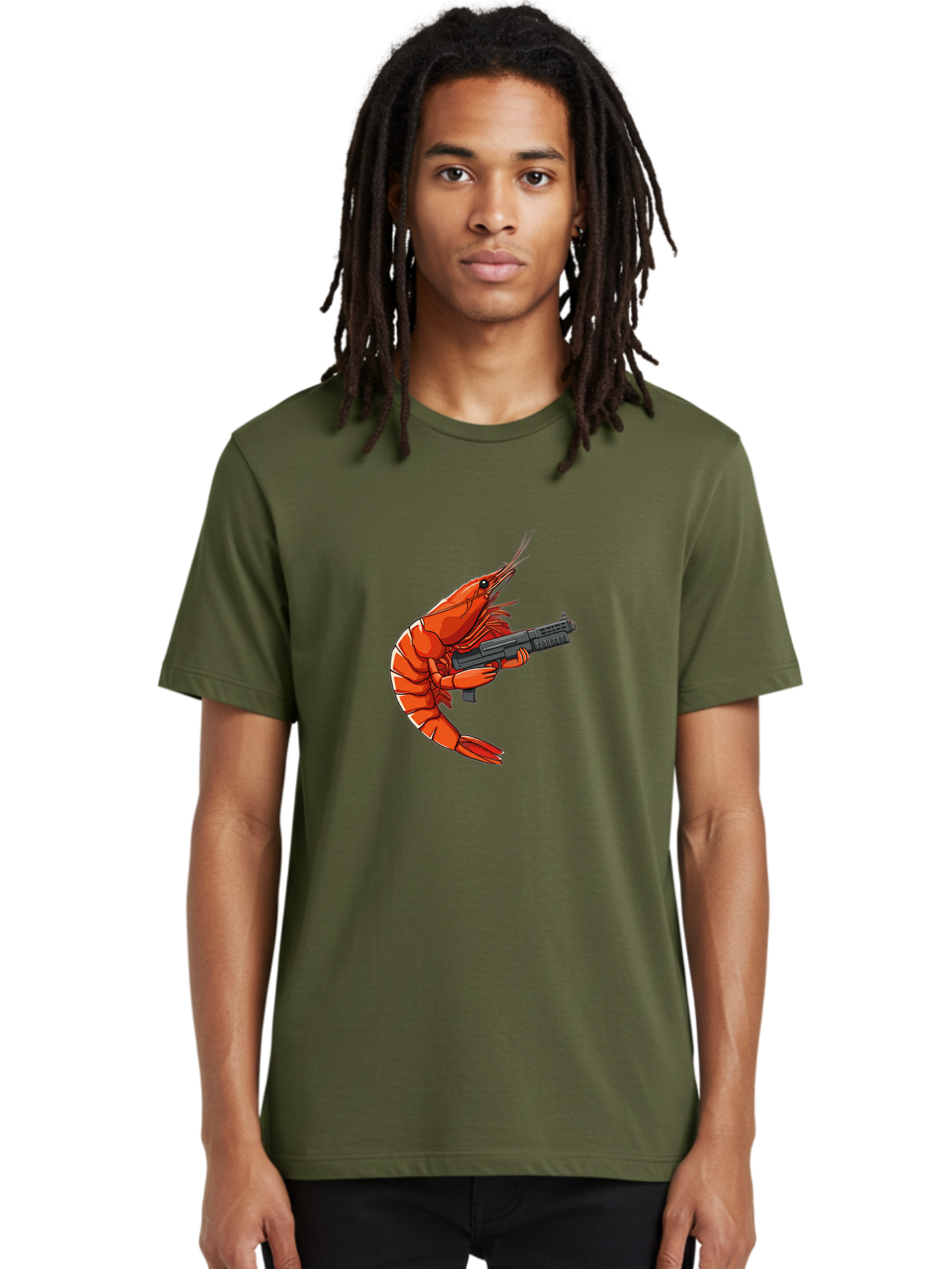 Shrimp-With-Gun-1 Men'S Graphic Tee, 100% Cotton, Comfortable Casual Summer Wear, Machine Washable, Vintage Camera, Old Camera, Antique Camera, Black Camera, Classic Photography, Photography Equipment, Nostalgic Device, Film Camera, Camera Art Ban460 22