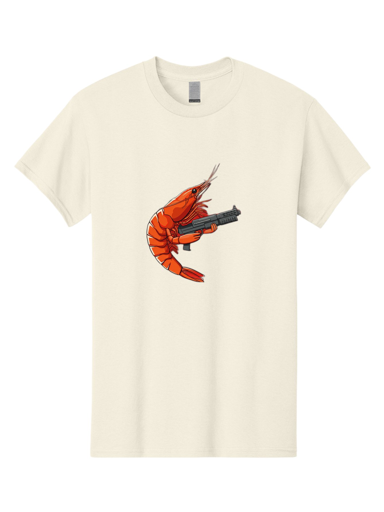 Shrimp-With-Gun-1 Men'S Graphic Tee, 100% Cotton, Comfortable Casual Summer Wear, Machine Washable, Vintage Camera, Old Camera, Antique Camera, Black Camera, Classic Photography, Photography Equipment, Nostalgic Device, Film Camera, Camera Art Ban460 13