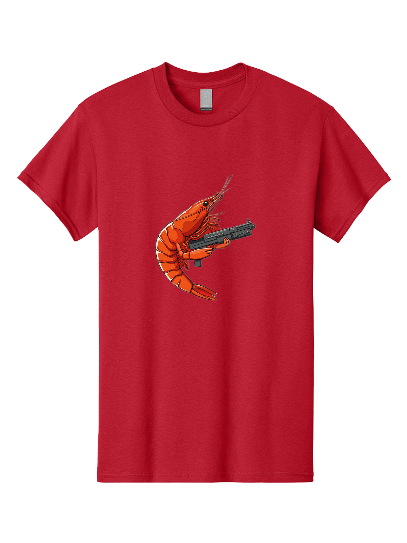 Shrimp-With-Gun-1 Men'S Graphic Tee, 100% Cotton, Comfortable Casual Summer Wear, Machine Washable, Vintage Camera, Old Camera, Antique Camera, Black Camera, Classic Photography, Photography Equipment, Nostalgic Device, Film Camera, Camera Art Ban460 5