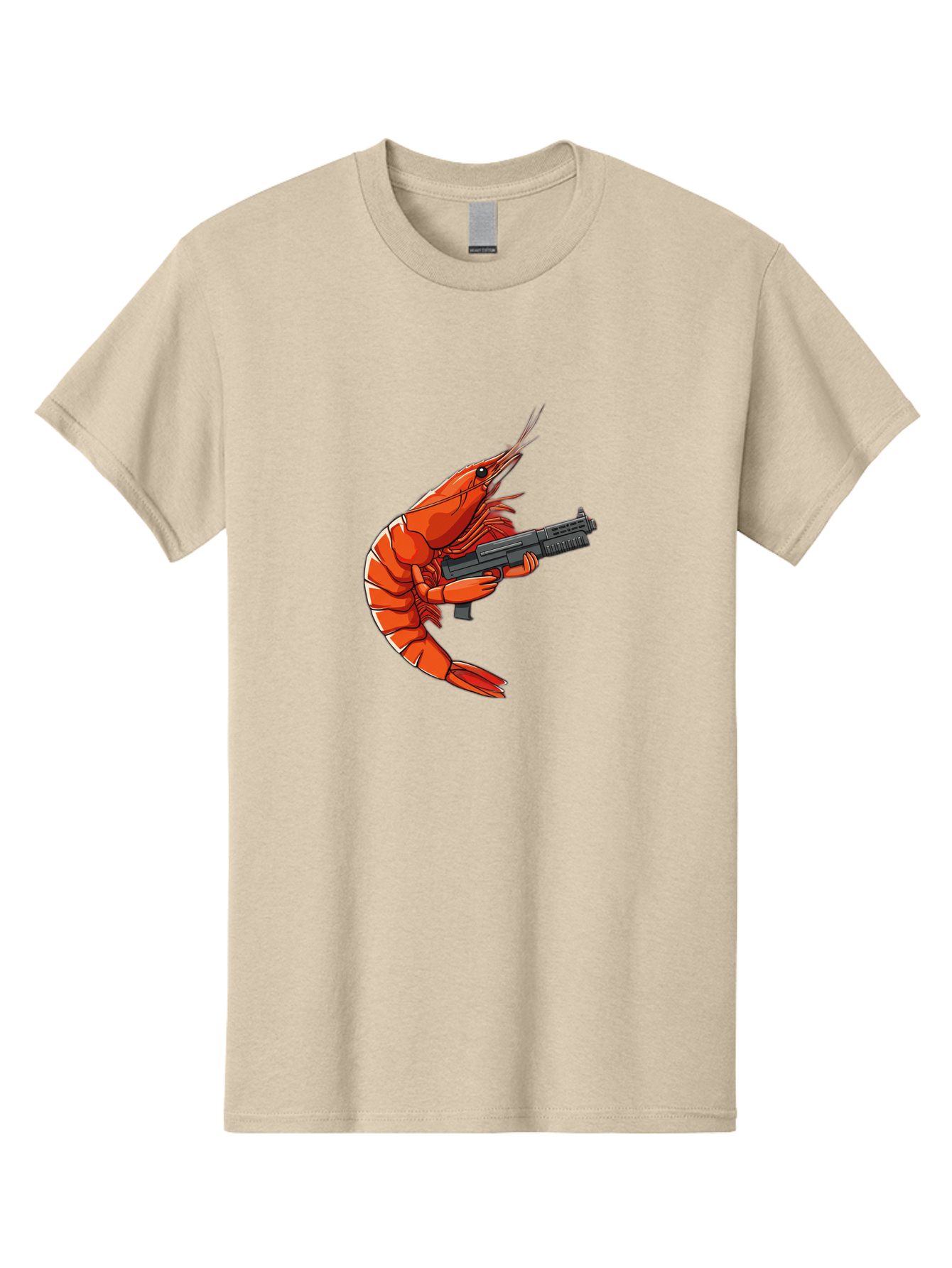 Shrimp-With-Gun-1 Men'S Graphic Tee, 100% Cotton, Comfortable Casual Summer Wear, Machine Washable, Vintage Camera, Old Camera, Antique Camera, Black Camera, Classic Photography, Photography Equipment, Nostalgic Device, Film Camera, Camera Art Ban460 15