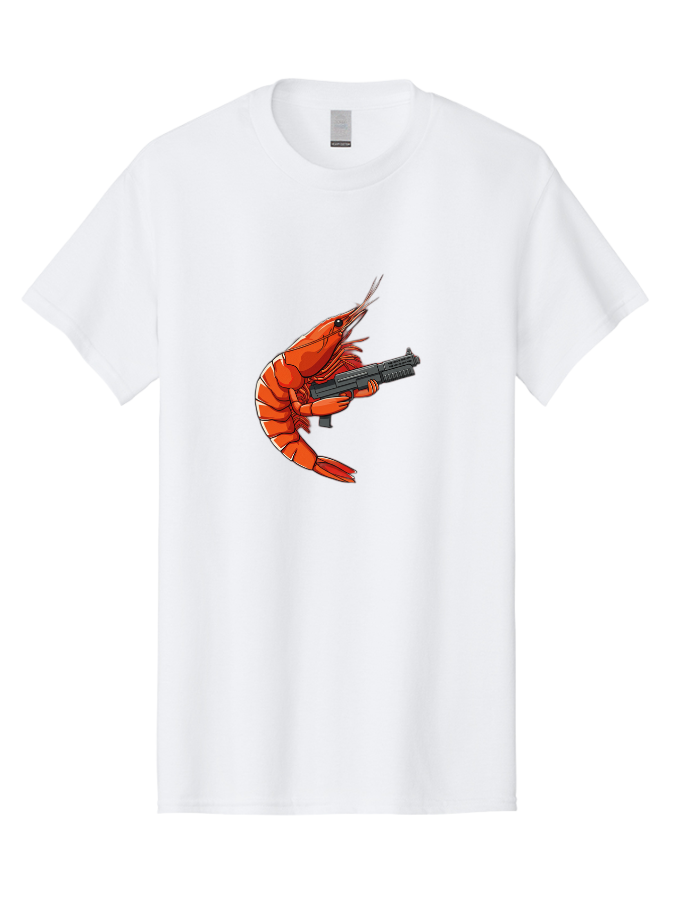 Shrimp-With-Gun-1 Men'S Graphic Tee, 100% Cotton, Comfortable Casual Summer Wear, Machine Washable, Vintage Camera, Old Camera, Antique Camera, Black Camera, Classic Photography, Photography Equipment, Nostalgic Device, Film Camera, Camera Art Ban460 9
