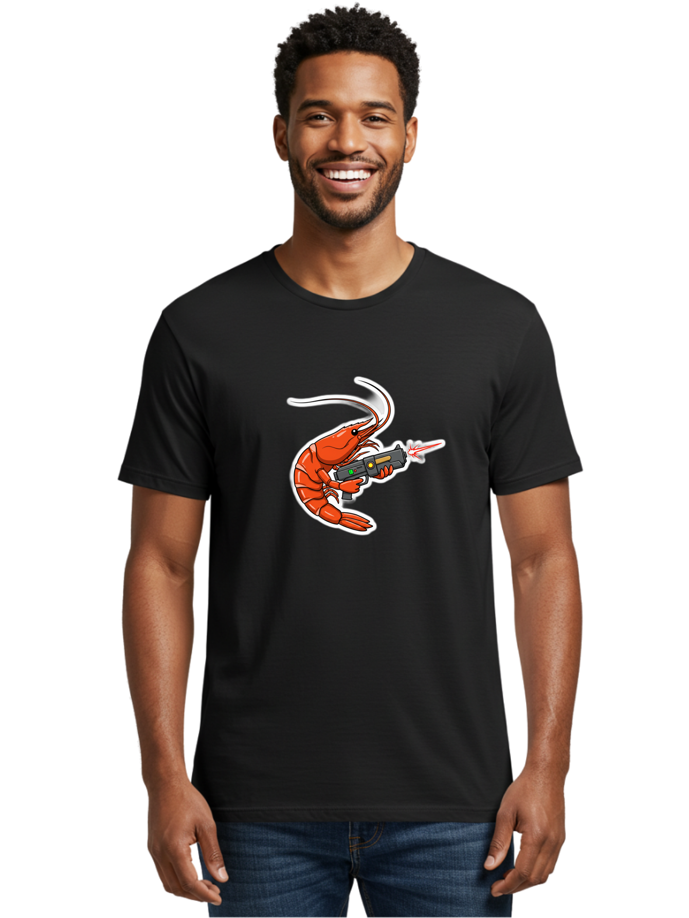 Shrimp-With-Gun-2 Men'S Graphic Tee, 100% Cotton, Comfortable Casual Summer Wear, Machine Washable, Vintage Camera, Old Camera, Antique Camera, Black Camera, Classic Photography, Photography Equipment, Nostalgic Device, Film Camera, Camera Art Ban461 22