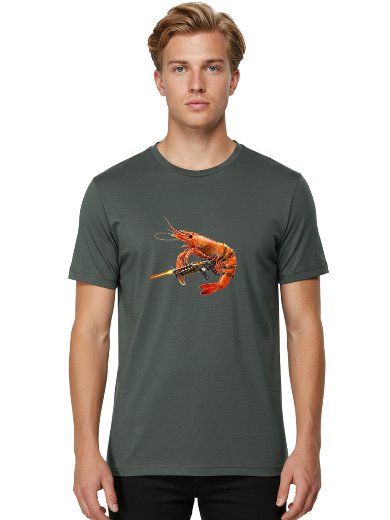 Shrimp-With-Gun Men'S Graphic Tee, 100% Cotton, Comfortable Casual Summer Wear, Machine Washable, Vintage Camera, Old Camera, Antique Camera, Black Camera, Classic Photography, Photography Equipment, Nostalgic Device, Film Camera, Camera Art Ban462 30