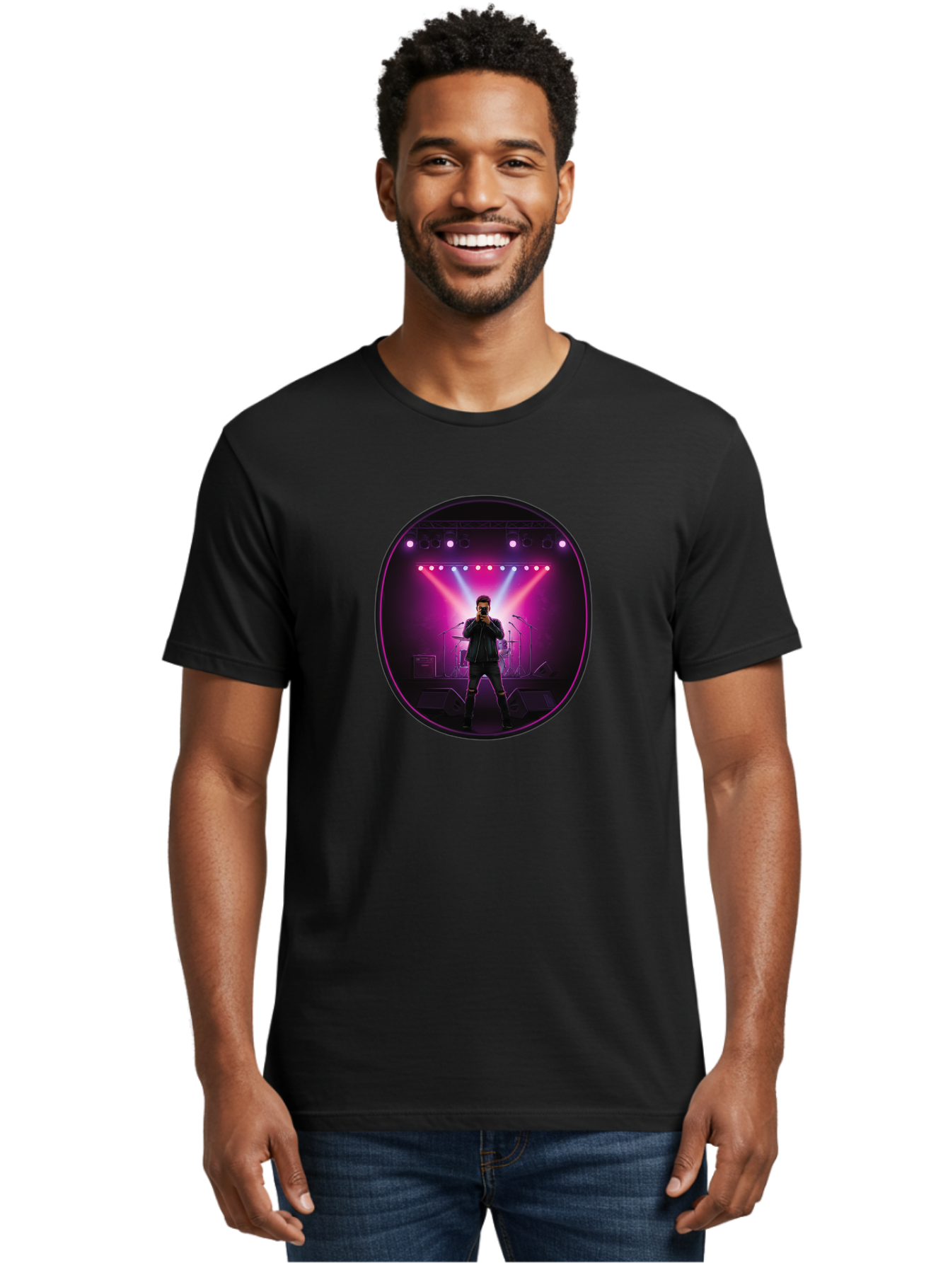 Singer-On-Stage Men'S Graphic Tee, 100% Cotton, Comfortable Casual Summer Wear, Machine Washable, Vintage Camera, Old Camera, Antique Camera, Black Camera, Classic Photography, Photography Equipment, Nostalgic Device, Film Camera, Camera Art Ban472 24