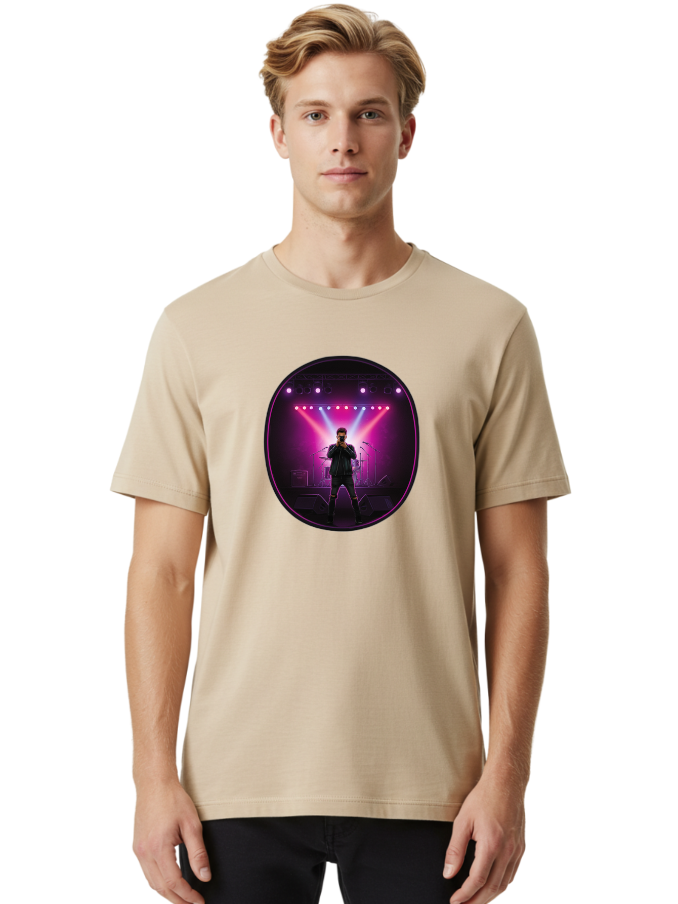 Singer-On-Stage Men'S Graphic Tee, 100% Cotton, Comfortable Casual Summer Wear, Machine Washable, Vintage Camera, Old Camera, Antique Camera, Black Camera, Classic Photography, Photography Equipment, Nostalgic Device, Film Camera, Camera Art Ban472 29