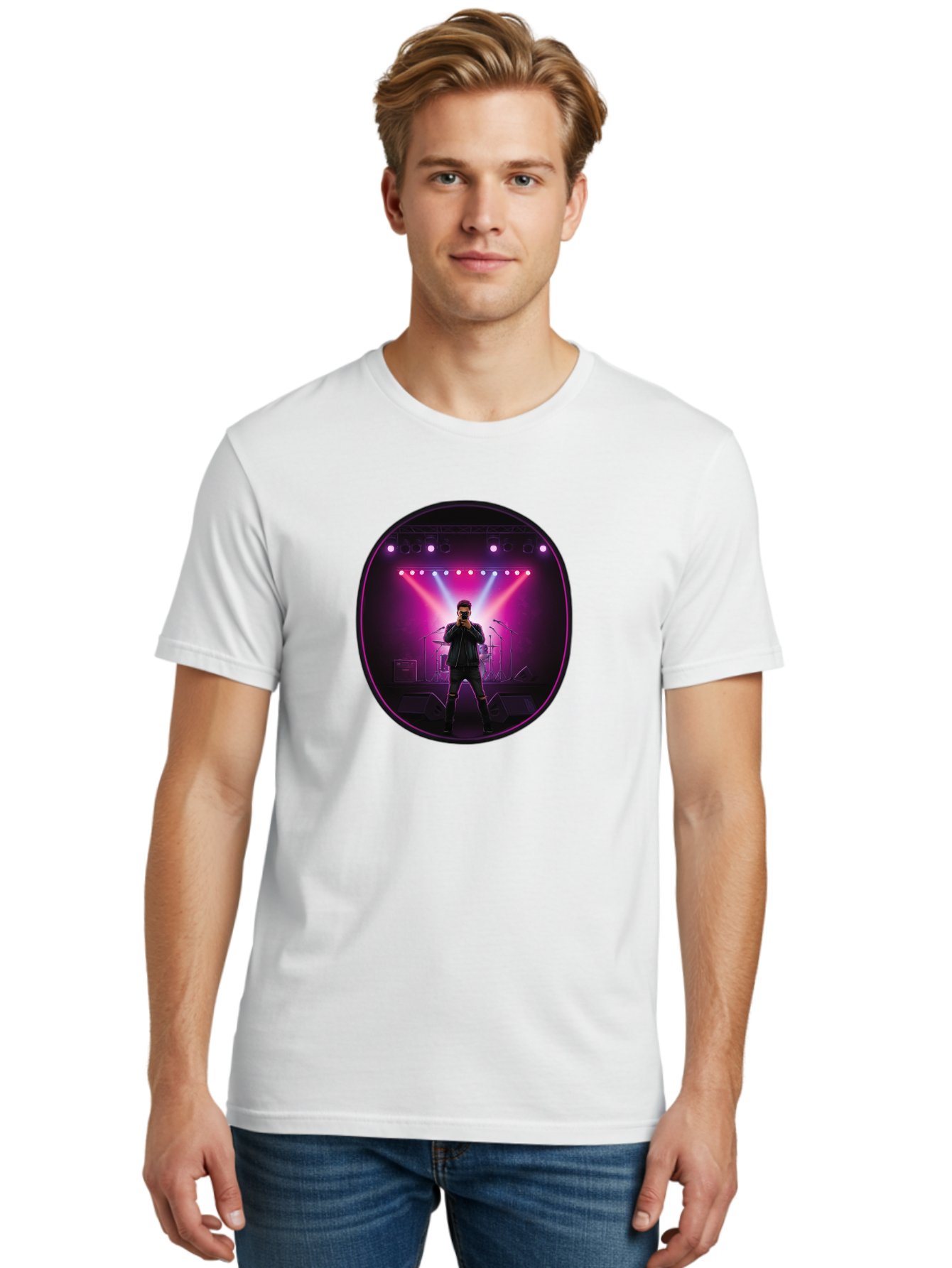Singer-On-Stage Men'S Graphic Tee, 100% Cotton, Comfortable Casual Summer Wear, Machine Washable, Vintage Camera, Old Camera, Antique Camera, Black Camera, Classic Photography, Photography Equipment, Nostalgic Device, Film Camera, Camera Art Ban472 16