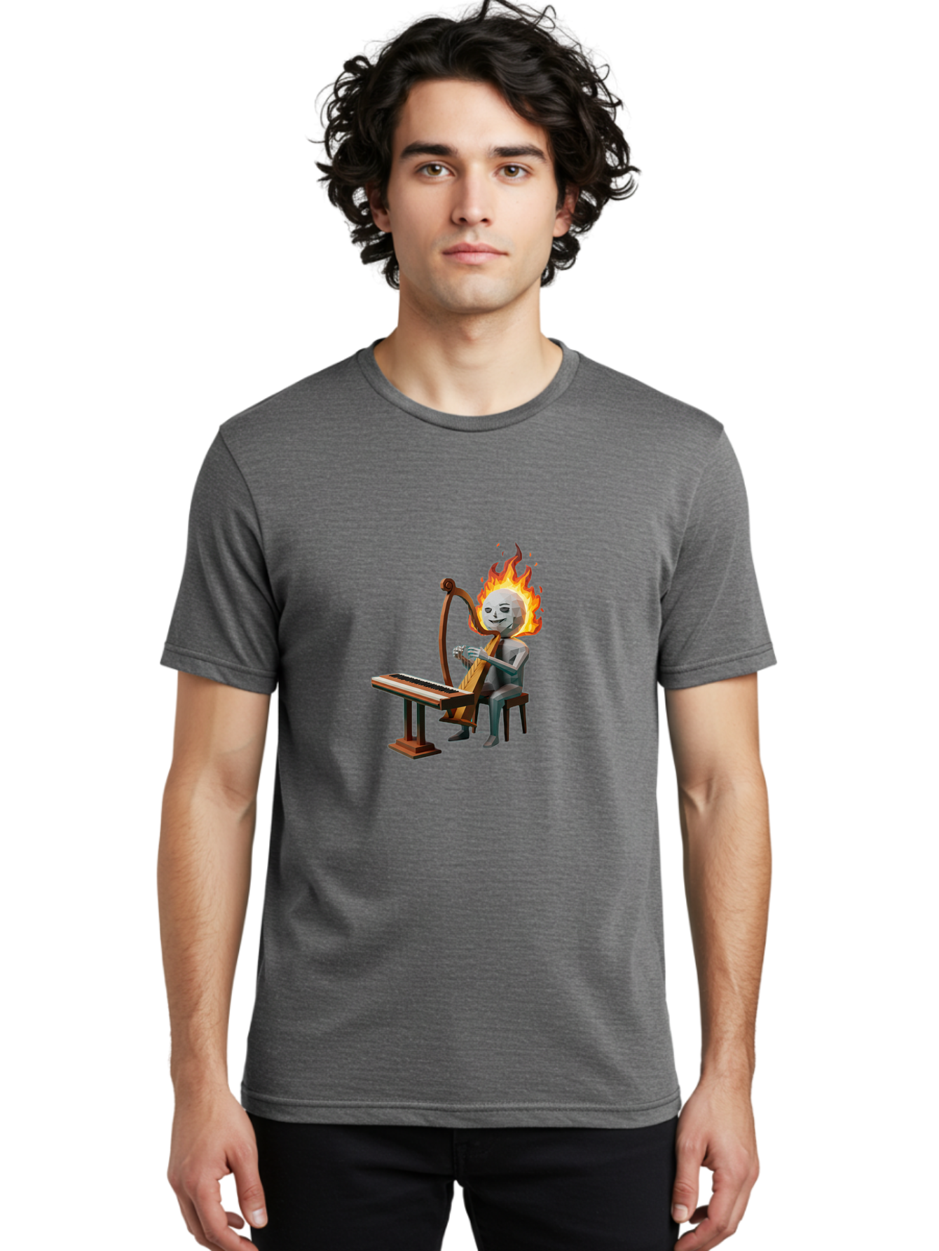 Skeleton-Playing-Lyre Men'S Graphic Tee, 100% Cotton, Comfortable Casual Summer Wear, Machine Washable, Vintage Camera, Old Camera, Antique Camera, Black Camera, Classic Photography, Photography Equipment, Nostalgic Device, Film Camera, Ban483 25