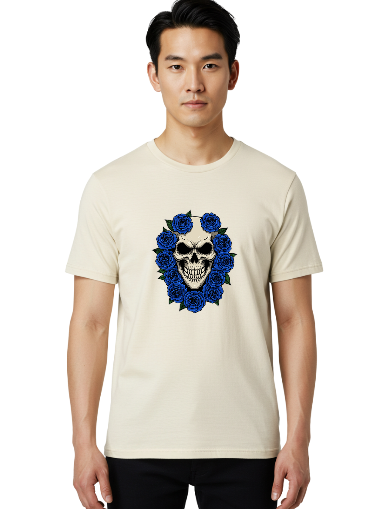 Skull-With-Blue-Roses Men'S Graphic Tee, 100% Cotton, Comfortable Casual Summer Wear, Machine Washable, Vintage Camera, Old Camera, Antique Camera, Black Camera, Classic Photography, Photography Equipment, Nostalgic Device, Film Camera, Ban485 21