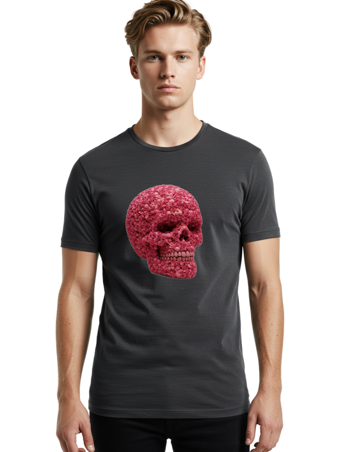 Skull-With-Pink-Roses-2 Men'S Graphic Tee, 100% Cotton, Comfortable Casual Summer Wear, Machine Washable, Vintage Camera, Old Camera, Antique Camera, Black Camera, Classic Photography, Photography Equipment, Nostalgic Device, Film Camera, Ban486 20