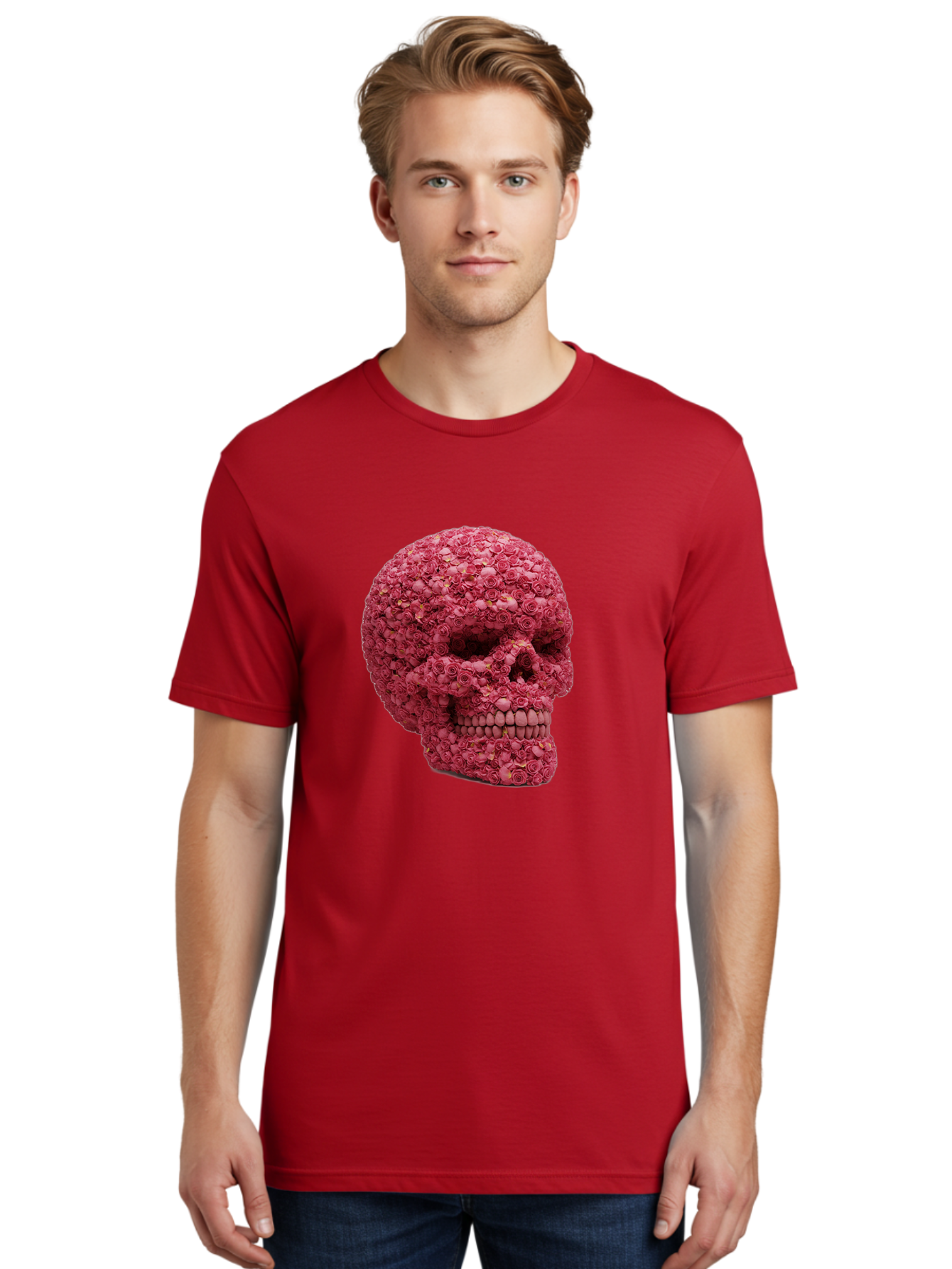 Skull-With-Pink-Roses-2 Men'S Graphic Tee, 100% Cotton, Comfortable Casual Summer Wear, Machine Washable, Vintage Camera, Old Camera, Antique Camera, Black Camera, Classic Photography, Photography Equipment, Nostalgic Device, Film Camera, Ban486 16