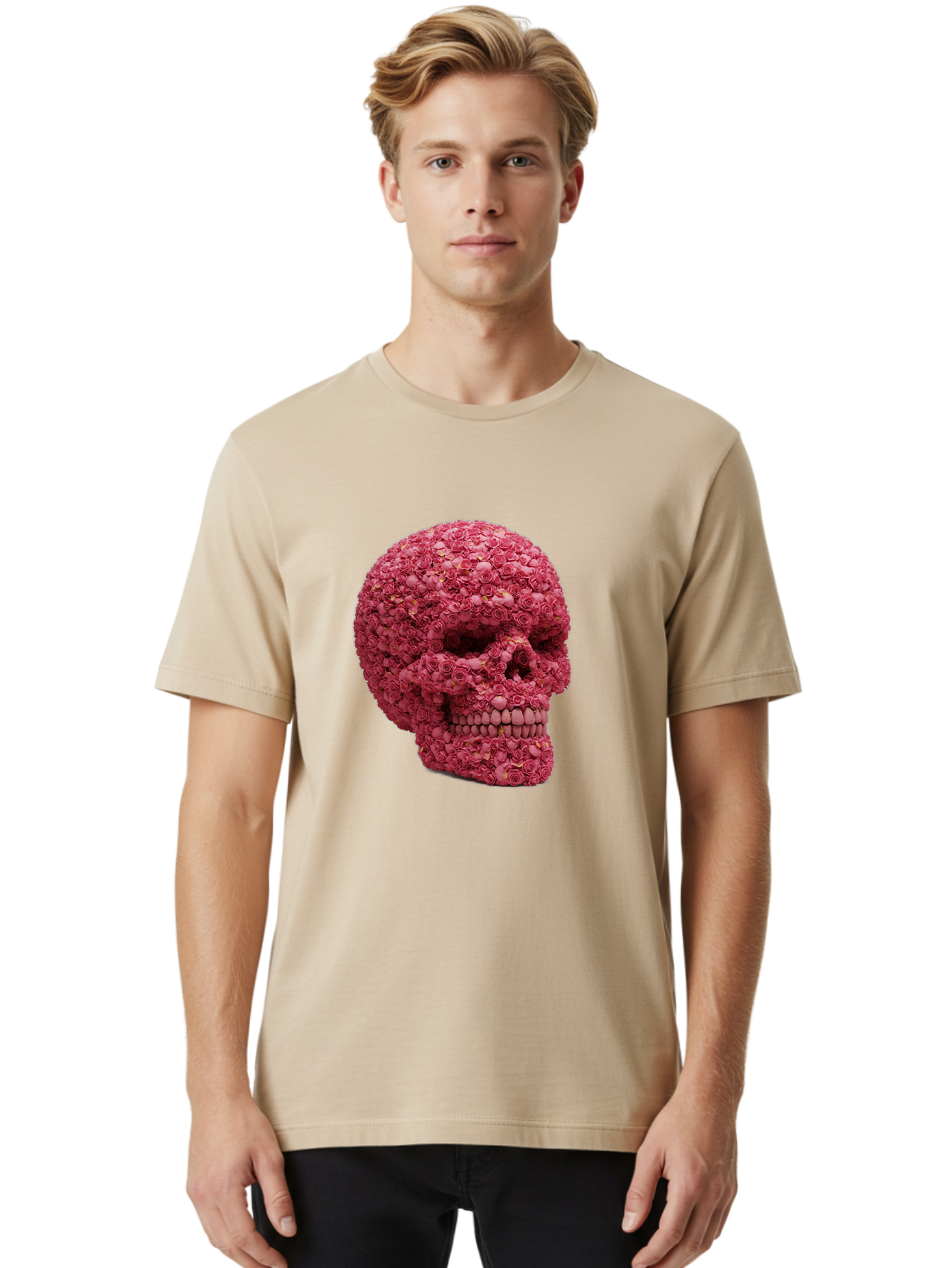 Skull-With-Pink-Roses-2 Men'S Graphic Tee, 100% Cotton, Comfortable Casual Summer Wear, Machine Washable, Vintage Camera, Old Camera, Antique Camera, Black Camera, Classic Photography, Photography Equipment, Nostalgic Device, Film Camera, Ban486 25
