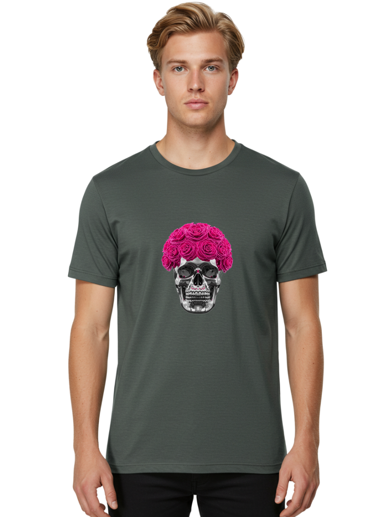 Skull-With-Pink-Roses Men'S Graphic Tee, 100% Cotton, Comfortable Casual Summer Wear, Machine Washable, Vintage Camera, Old Camera, Antique Camera, Black Camera, Classic Photography, Photography Equipment, Nostalgic Device, Film Camera, Ban487 19