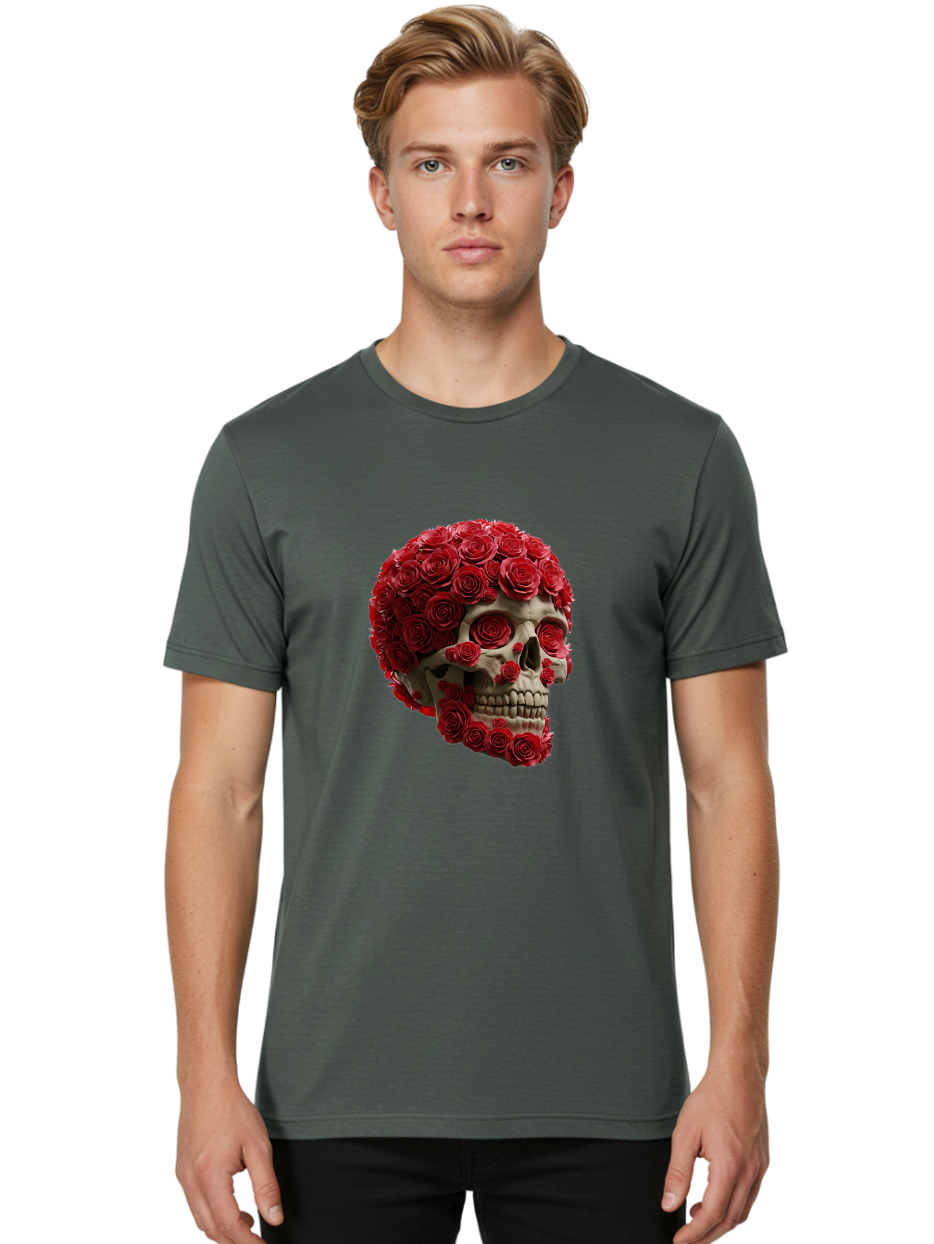 Skull-With-Red-Roses Men'S Graphic Tee, 100% Cotton, Comfortable Casual Summer Wear, Machine Washable, Vintage Camera, Old Camera, Antique Camera, Black Camera, Classic Photography, Photography Equipment, Nostalgic Device, Film Camera, Ban489 25
