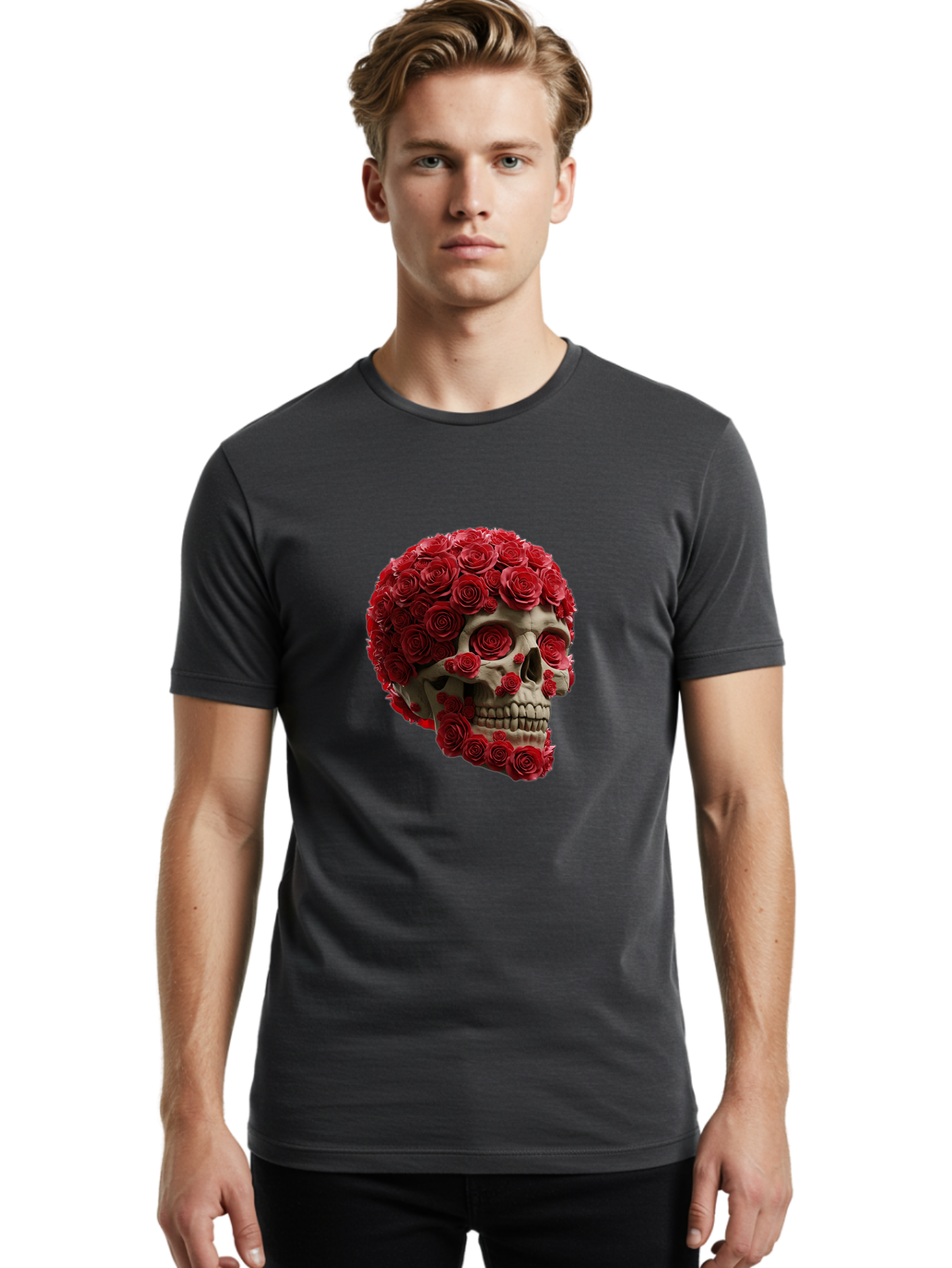 Skull-With-Red-Roses Men'S Graphic Tee, 100% Cotton, Comfortable Casual Summer Wear, Machine Washable, Vintage Camera, Old Camera, Antique Camera, Black Camera, Classic Photography, Photography Equipment, Nostalgic Device, Film Camera, Ban489 21