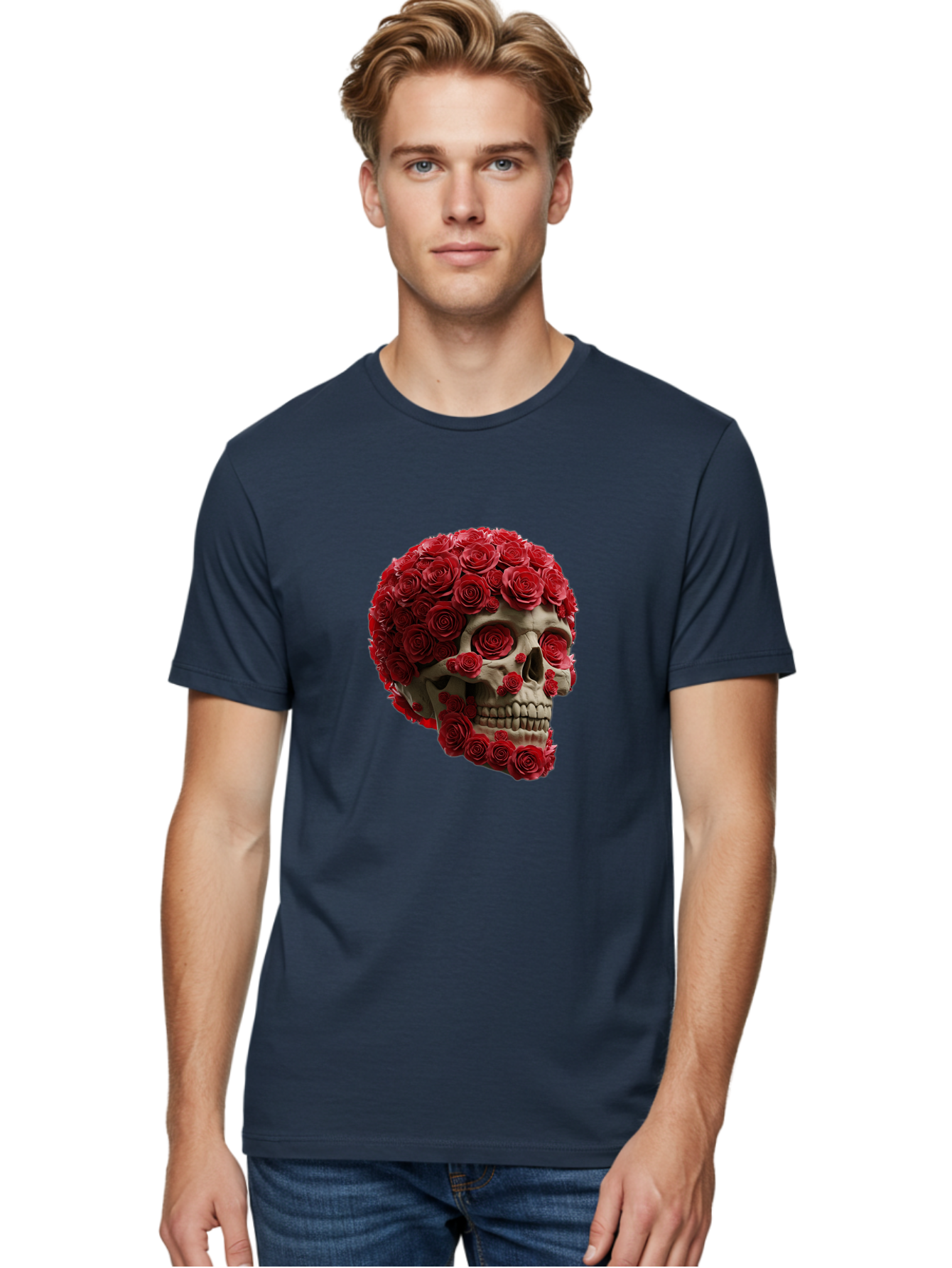 Skull-With-Red-Roses Men'S Graphic Tee, 100% Cotton, Comfortable Casual Summer Wear, Machine Washable, Vintage Camera, Old Camera, Antique Camera, Black Camera, Classic Photography, Photography Equipment, Nostalgic Device, Film Camera, Ban489 24