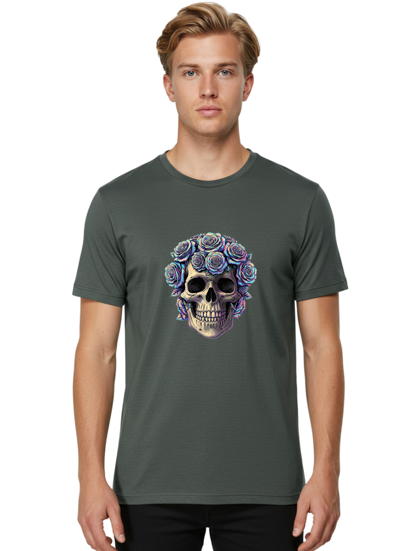 Skull-With-Roses-1 Men'S Graphic Tee, 100% Cotton, Comfortable Casual Summer Wear, Machine Washable, Vintage Camera, Old Camera, Antique Camera, Black Camera, Classic Photography, Photography Equipment, Nostalgic Device, Film Camera, Ban490 24