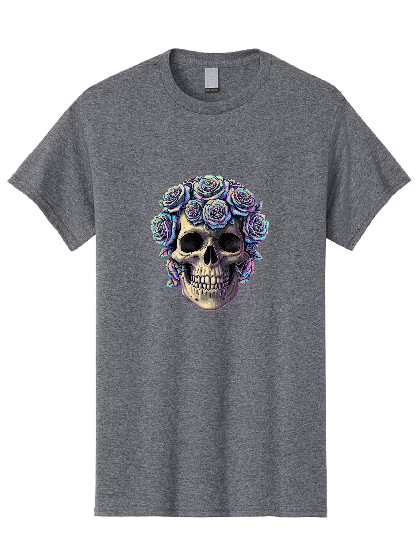 Skull-With-Roses-1 Men'S Graphic Tee, 100% Cotton, Comfortable Casual Summer Wear, Machine Washable, Vintage Camera, Old Camera, Antique Camera, Black Camera, Classic Photography, Photography Equipment, Nostalgic Device, Film Camera, Ban490 2