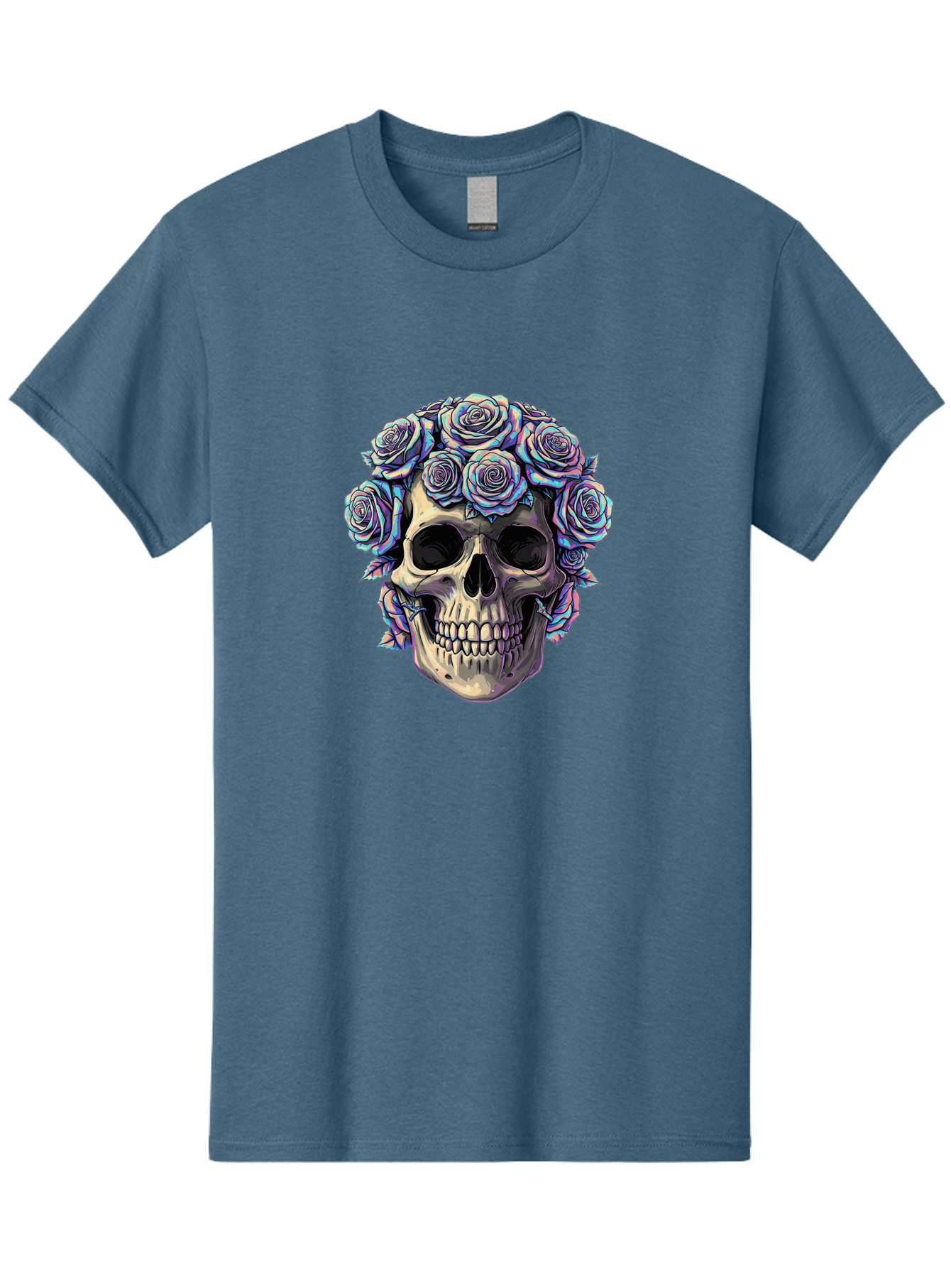 Skull-With-Roses-1 Men'S Graphic Tee, 100% Cotton, Comfortable Casual Summer Wear, Machine Washable, Vintage Camera, Old Camera, Antique Camera, Black Camera, Classic Photography, Photography Equipment, Nostalgic Device, Film Camera, Ban490 3