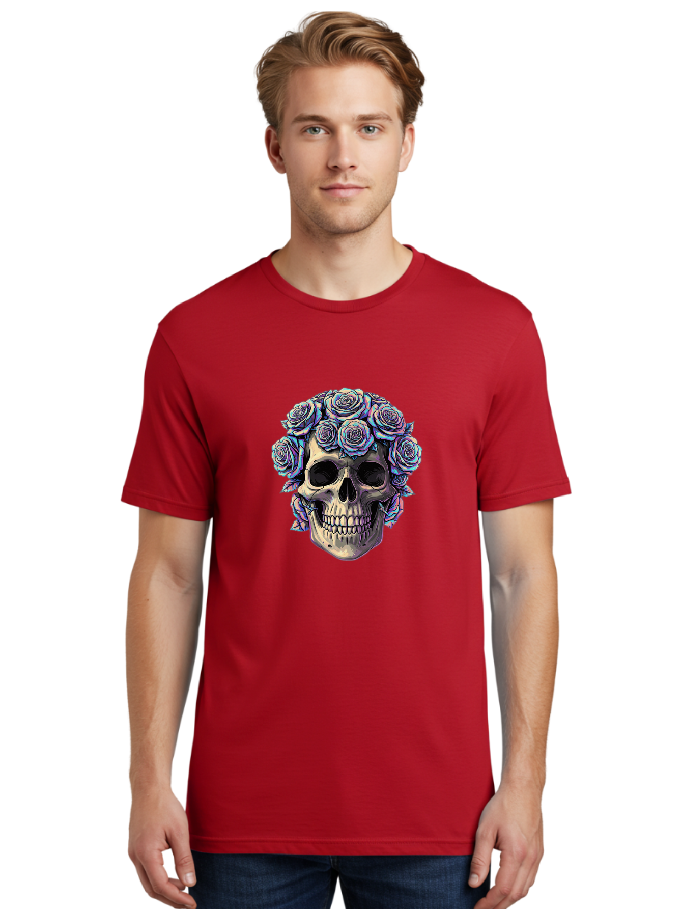 Skull-With-Roses-1 Men'S Graphic Tee, 100% Cotton, Comfortable Casual Summer Wear, Machine Washable, Vintage Camera, Old Camera, Antique Camera, Black Camera, Classic Photography, Photography Equipment, Nostalgic Device, Film Camera, Ban490 25