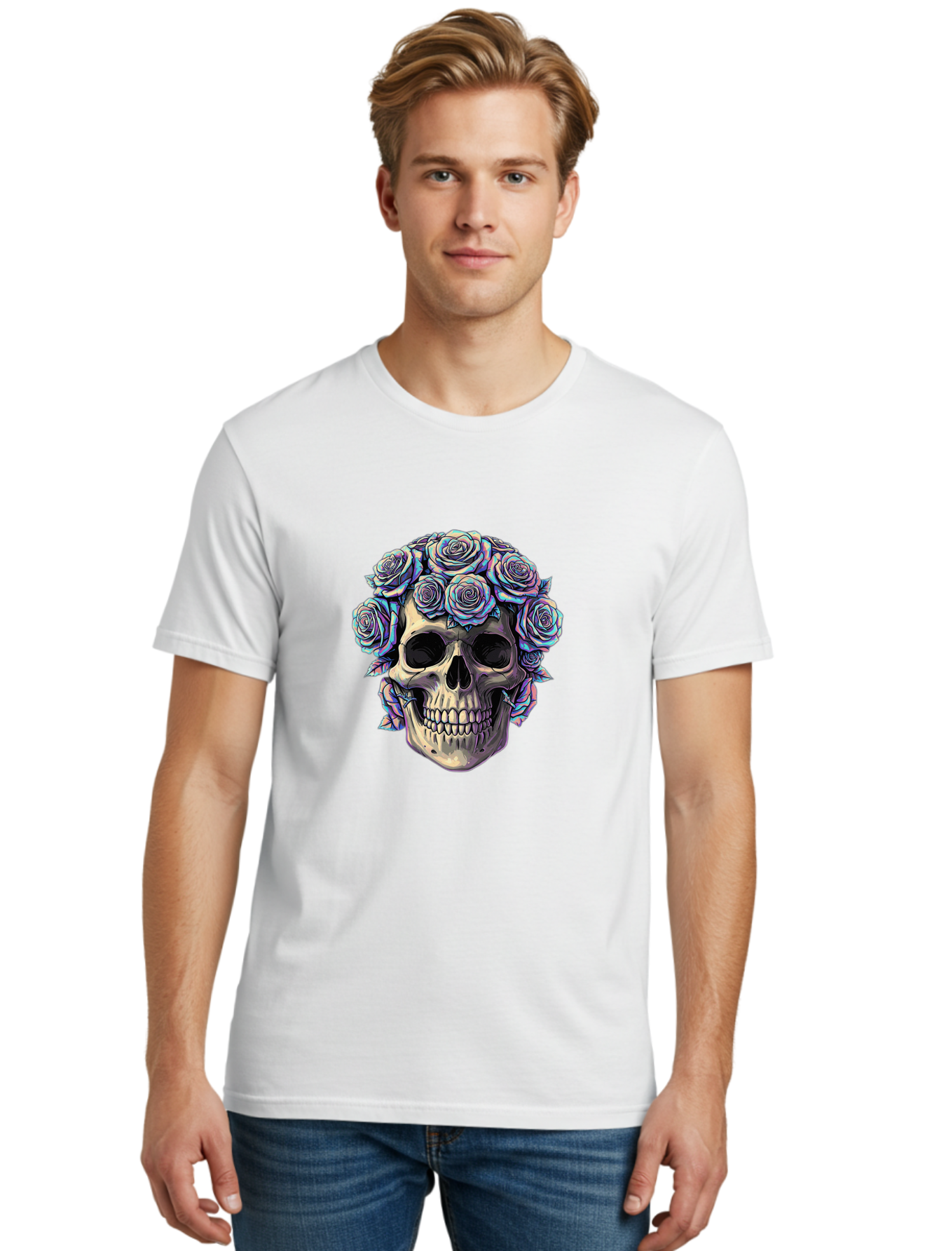 Skull-With-Roses-1 Men'S Graphic Tee, 100% Cotton, Comfortable Casual Summer Wear, Machine Washable, Vintage Camera, Old Camera, Antique Camera, Black Camera, Classic Photography, Photography Equipment, Nostalgic Device, Film Camera, Ban490 20