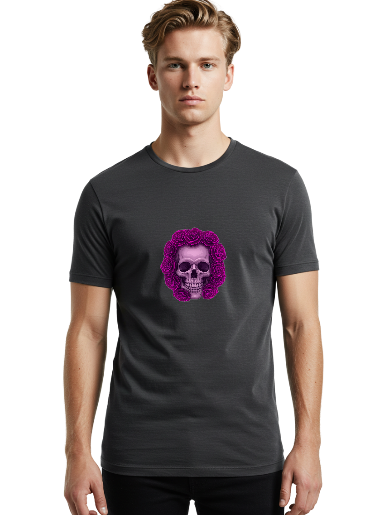 Skull-With-Roses-2 Men'S Graphic Tee, 100% Cotton, Comfortable Casual Summer Wear, Machine Washable, Vintage Camera, Old Camera, Antique Camera, Black Camera, Classic Photography, Photography Equipment, Nostalgic Device, Film Camera, Ban491 16