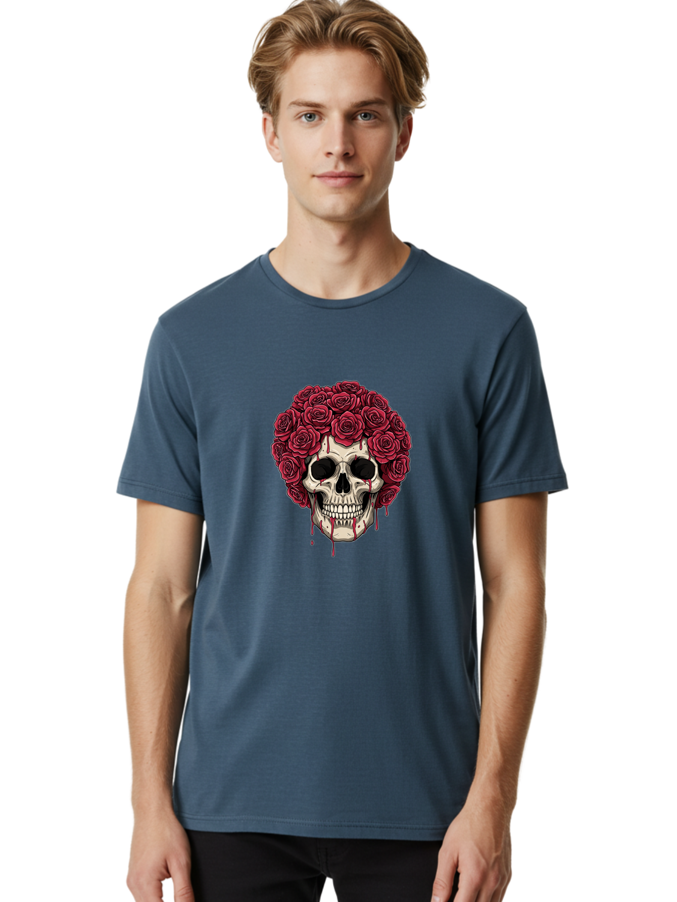 Skull-With-Roses-3 Men'S Graphic Tee, 100% Cotton, Comfortable Casual Summer Wear, Machine Washable, Vintage Camera, Old Camera, Antique Camera, Black Camera, Classic Photography, Photography Equipment, Nostalgic Device, Film Camera, Ban492 24