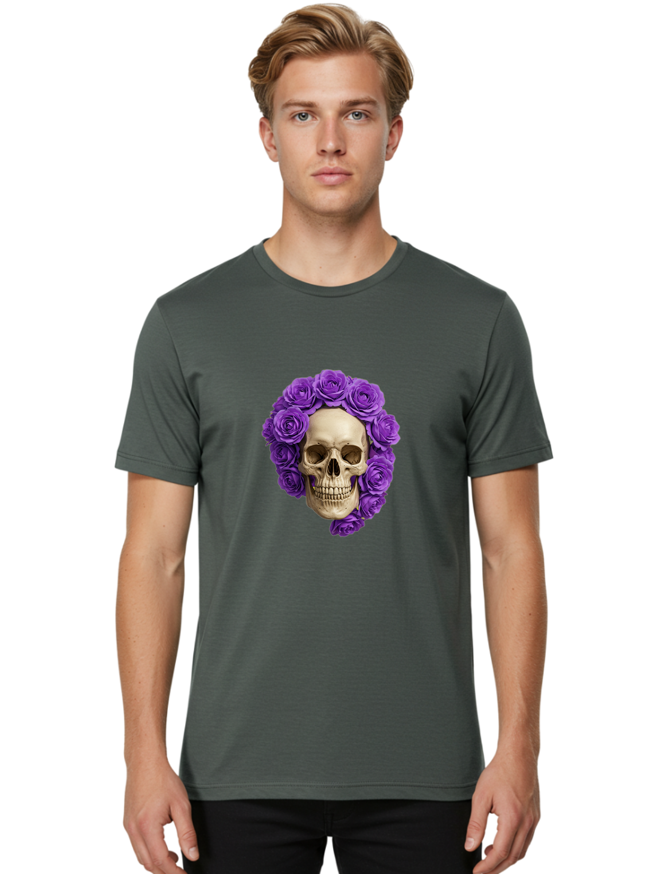 Skull-With-Roses Men'S Graphic Tee, 100% Cotton, Comfortable Casual Summer Wear, Machine Washable, Vintage Camera, Old Camera, Antique Camera, Black Camera, Classic Photography, Photography Equipment, Nostalgic Device, Film Camera, Camera Art Ban496 25