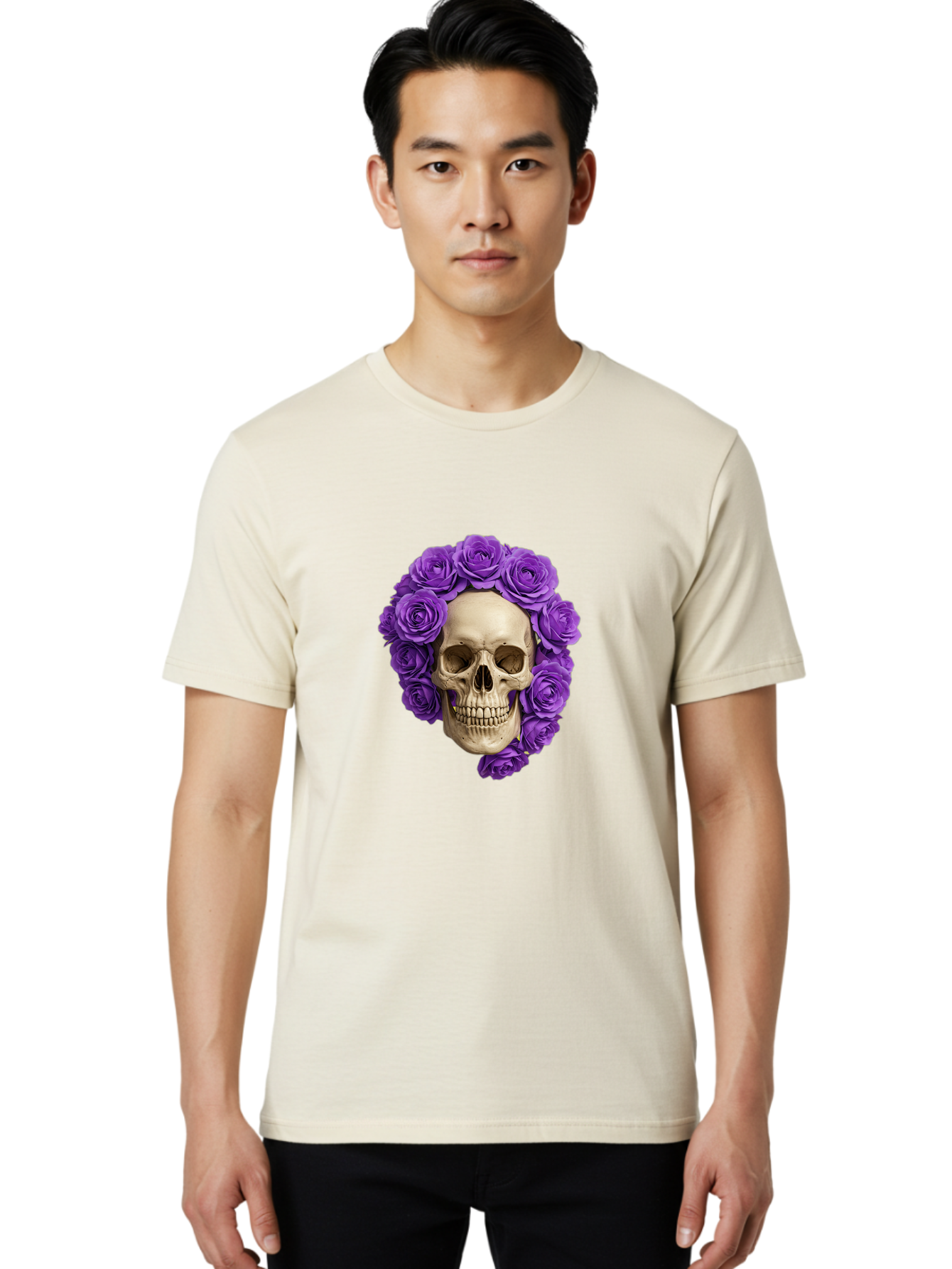 Skull-With-Roses Men'S Graphic Tee, 100% Cotton, Comfortable Casual Summer Wear, Machine Washable, Vintage Camera, Old Camera, Antique Camera, Black Camera, Classic Photography, Photography Equipment, Nostalgic Device, Film Camera, Camera Art Ban496 16
