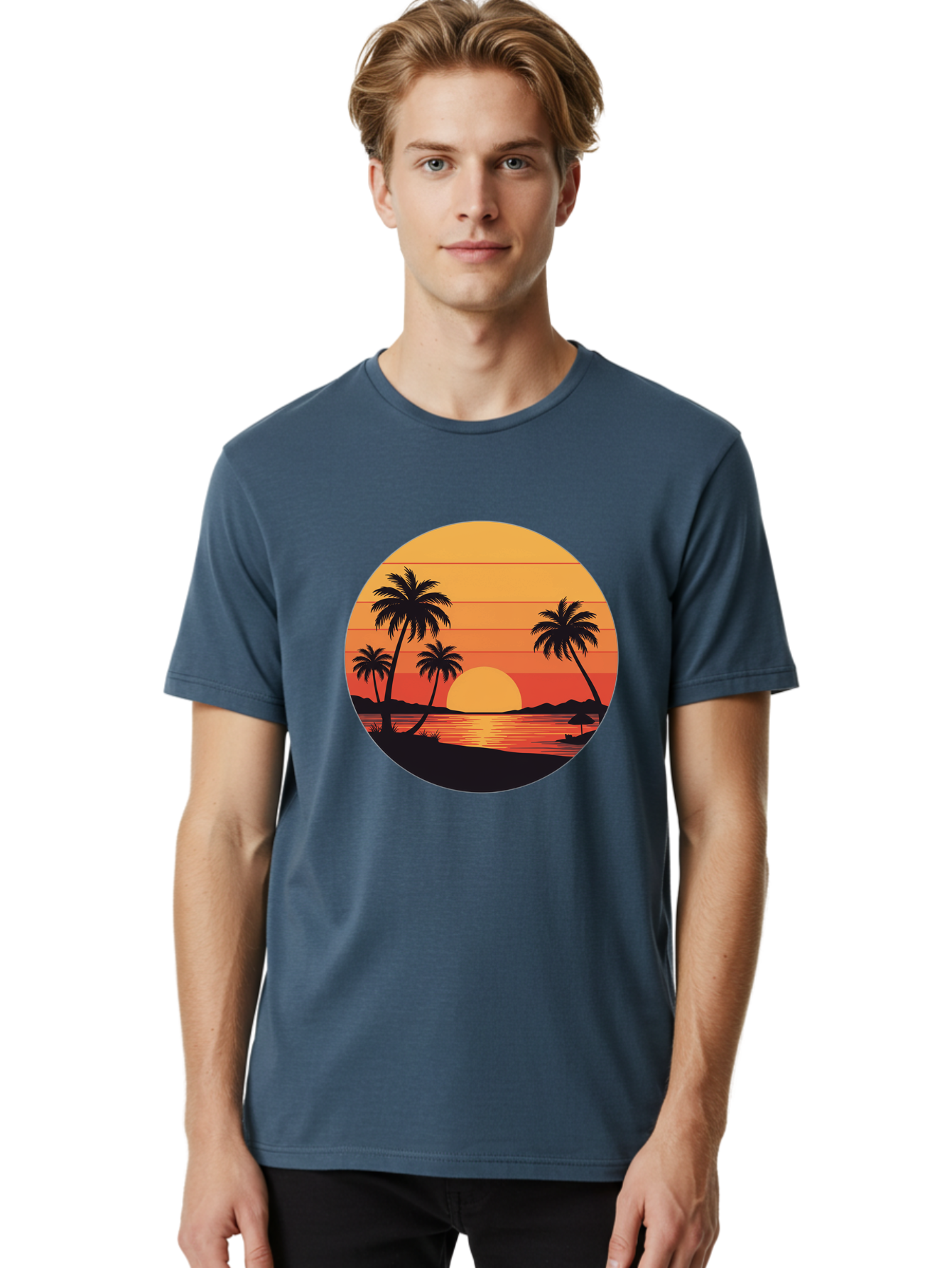 Tropical-Sunset Men'S Graphic Tee, 100% Cotton, Comfortable Casual Summer Wear, Machine Washable, Vintage Camera, Old Camera, Antique Camera, Black Camera, Classic Photography, Photography Equipment, Nostalgic Device, Film Camera, Camera Art Ban862 30