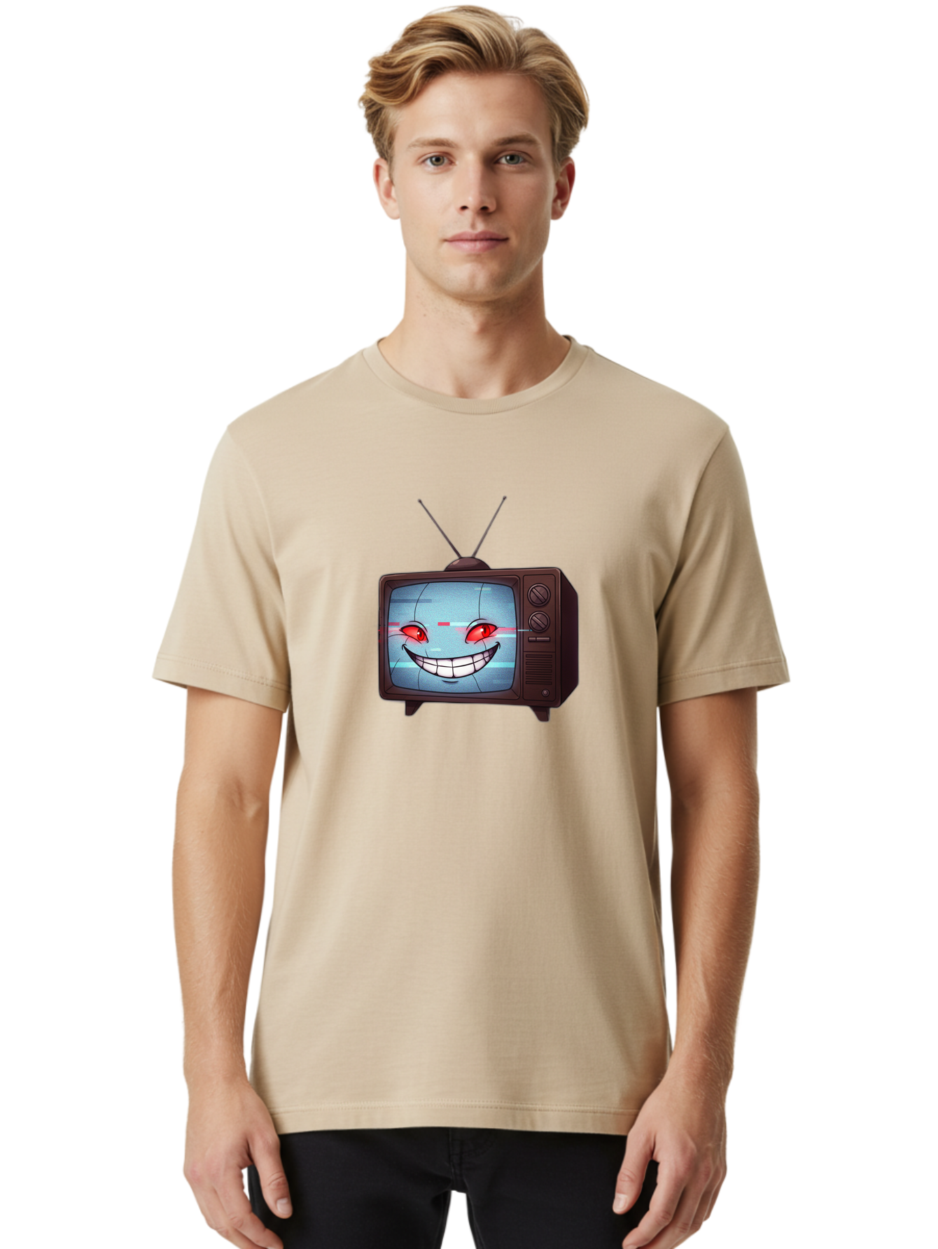 Tv-With-Creepy-Face Men'S Graphic Tee, 100% Cotton, Comfortable Casual Summer Wear, Machine Washable, Vintage Camera, Old Camera, Antique Camera, Black Camera, Classic Photography, Photography Equipment, Nostalgic Device, Film Camera, Ban877 17