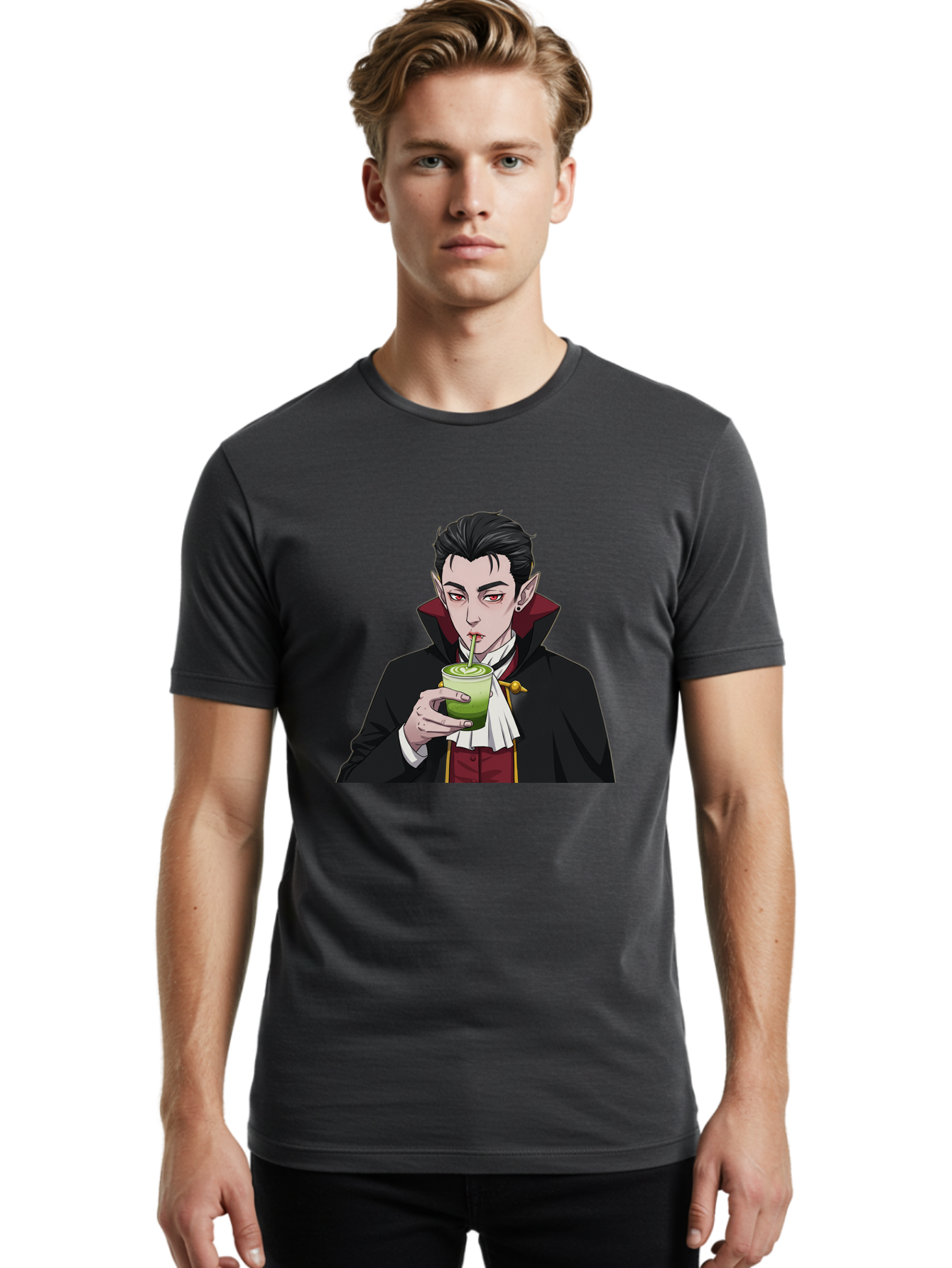 Vampire-Drinking-Matcha-1 Men'S Graphic Tee, 100% Cotton, Comfortable Casual Summer Wear, Machine Washable, Vintage Camera, Old Camera, Antique Camera, Black Camera, Classic Photography, Photography Equipment, Nostalgic Device, Film Camera, Ban895 19