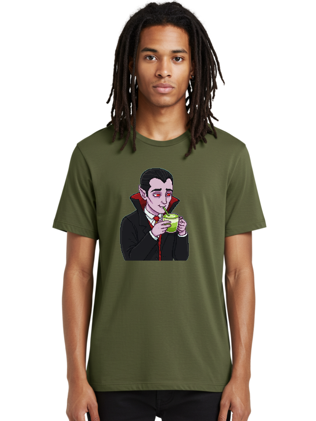 Vampire-Drinking-Matcha-2 Men'S Graphic Tee, 100% Cotton, Comfortable Casual Summer Wear, Machine Washable, Vintage Camera, Old Camera, Antique Camera, Black Camera, Classic Photography, Photography Equipment, Nostalgic Device, Film Camera, Ban896 16