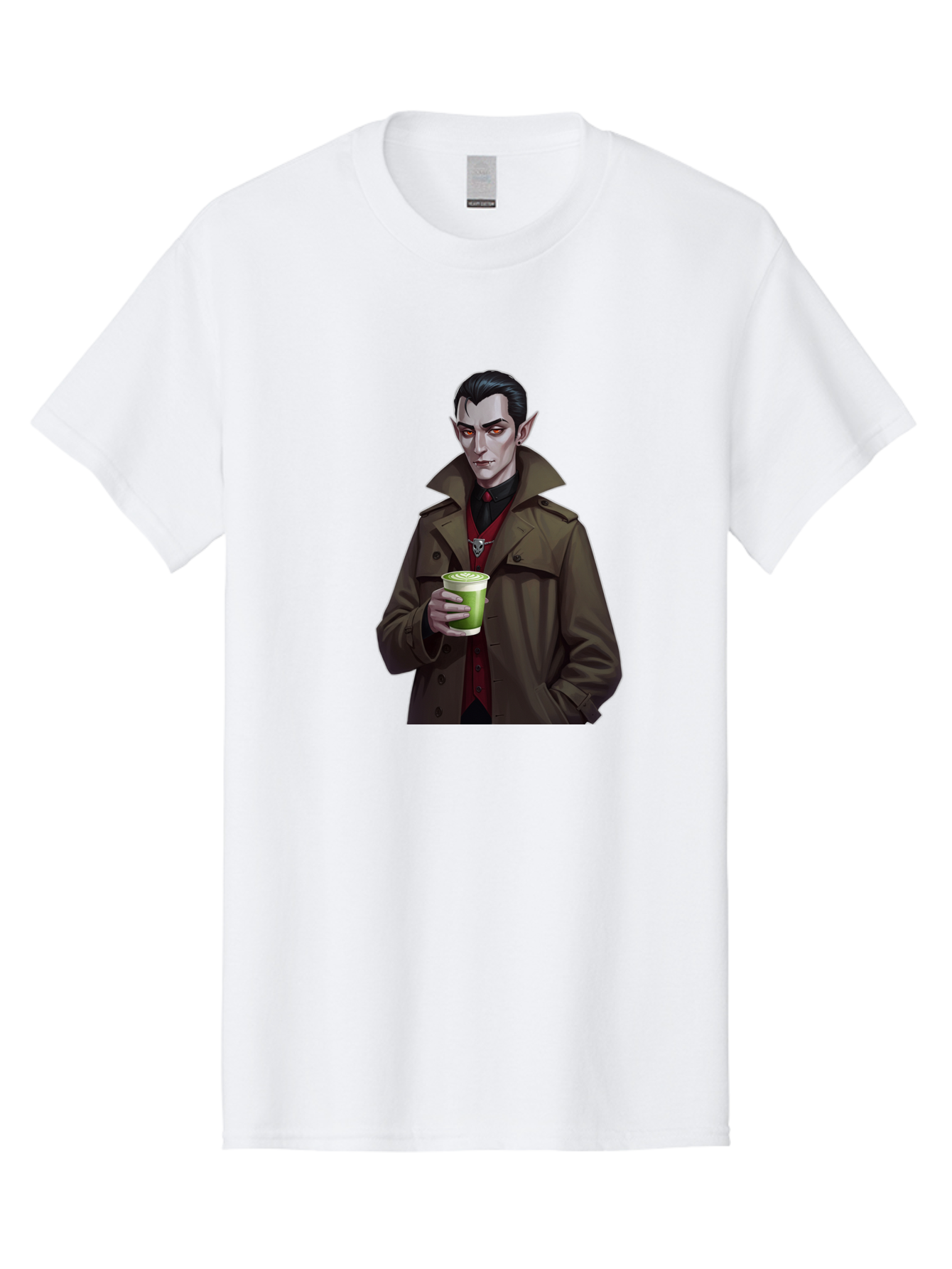 Vampire-Drinking-Matcha-4 Men'S Graphic Tee, 100% Cotton, Comfortable Casual Summer Wear, Machine Washable, Vintage Camera, Old Camera, Antique Camera, Black Camera, Classic Photography, Photography Equipment, Nostalgic Device, Film Camera, Ban898 8