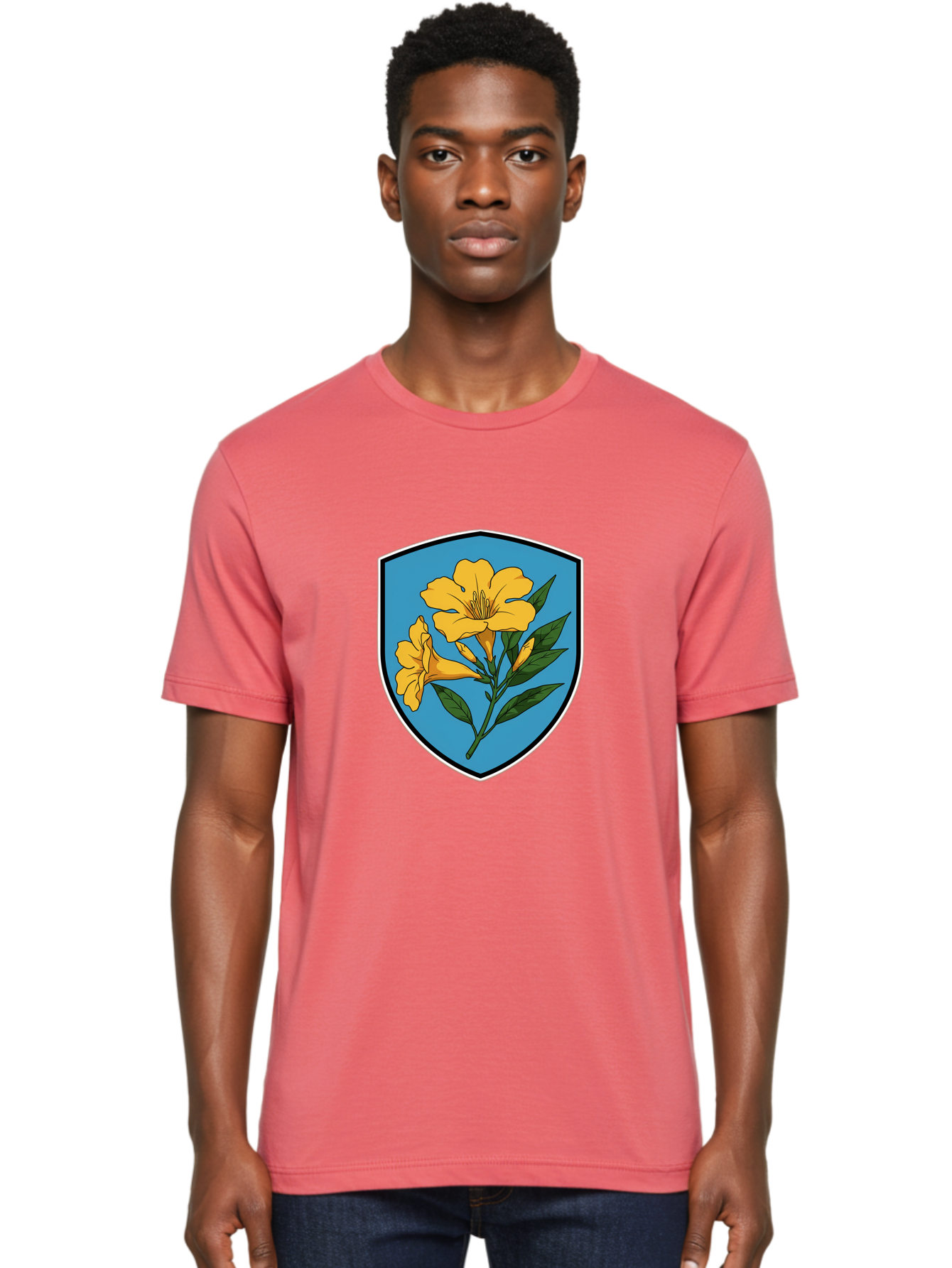 Yellow-Flowers-Shield Men'S Graphic Tee, 100% Cotton, Comfortable Casual Summer Wear, Machine Washable, Vintage Camera, Old Camera, Antique Camera, Black Camera, Classic Photography, Photography Equipment, Nostalgic Device, Film Camera, Ban998 23