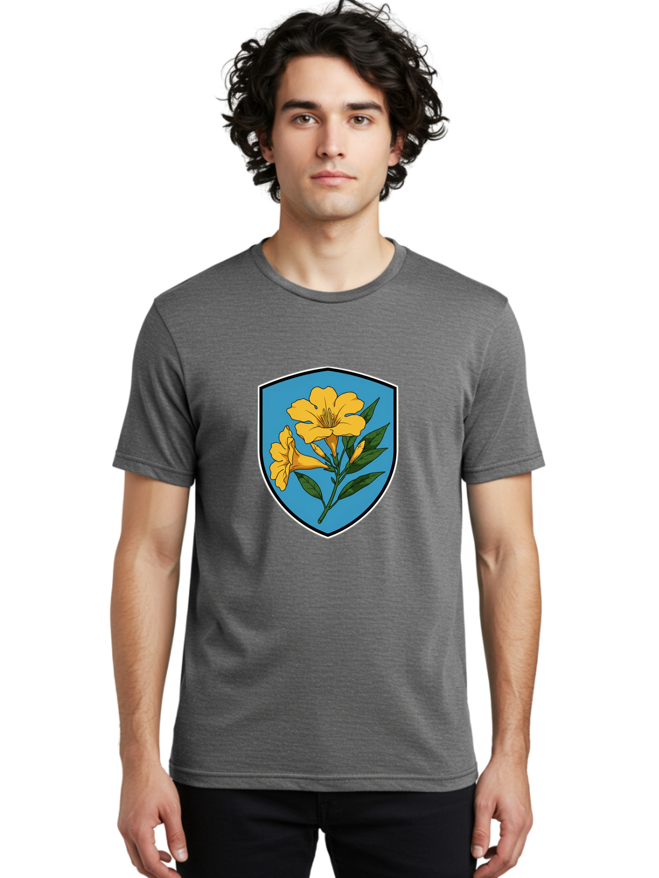 Yellow-Flowers-Shield Men'S Graphic Tee, 100% Cotton, Comfortable Casual Summer Wear, Machine Washable, Vintage Camera, Old Camera, Antique Camera, Black Camera, Classic Photography, Photography Equipment, Nostalgic Device, Film Camera, Ban998 25