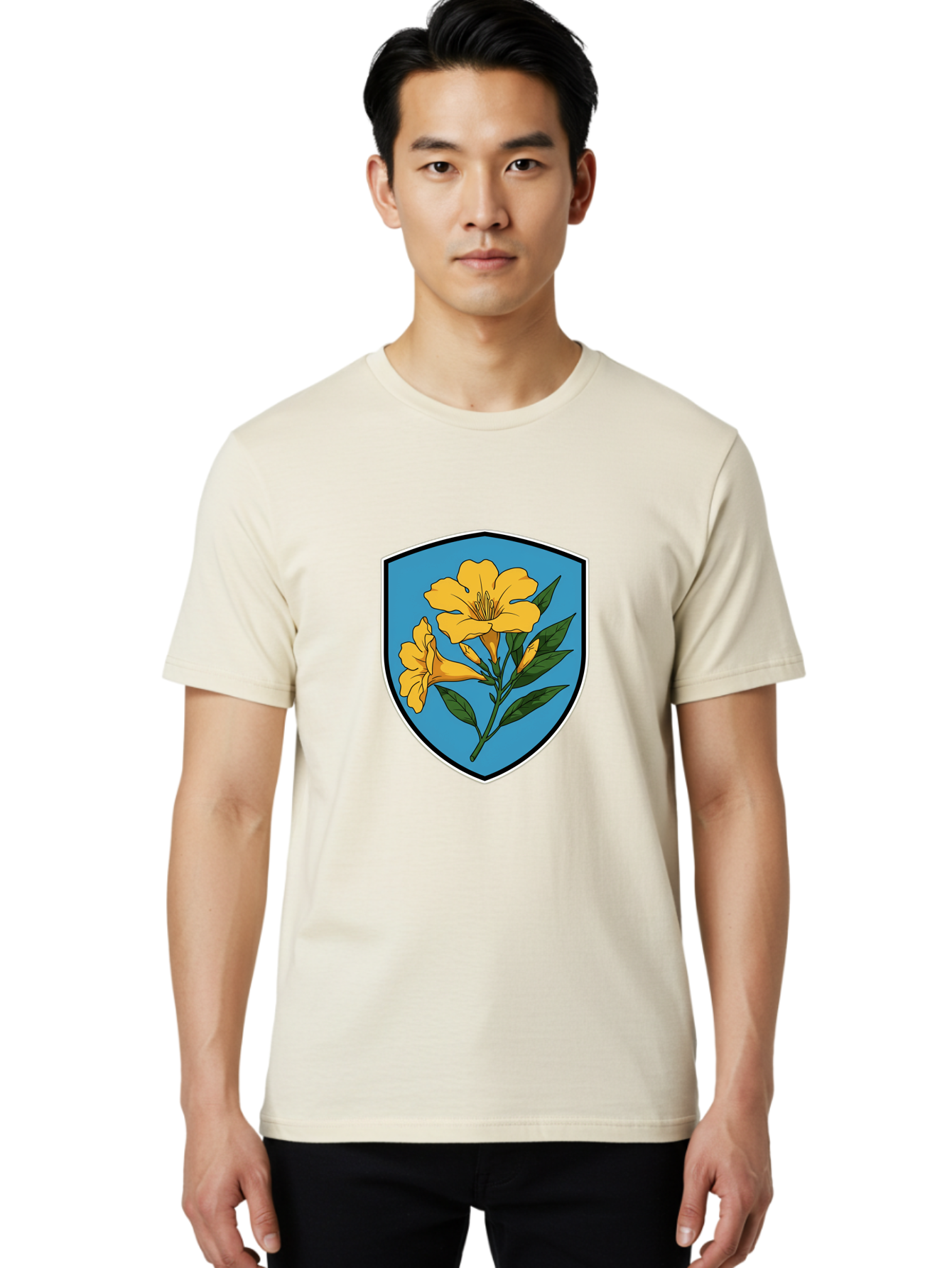 Yellow-Flowers-Shield Men'S Graphic Tee, 100% Cotton, Comfortable Casual Summer Wear, Machine Washable, Vintage Camera, Old Camera, Antique Camera, Black Camera, Classic Photography, Photography Equipment, Nostalgic Device, Film Camera, Ban998 19