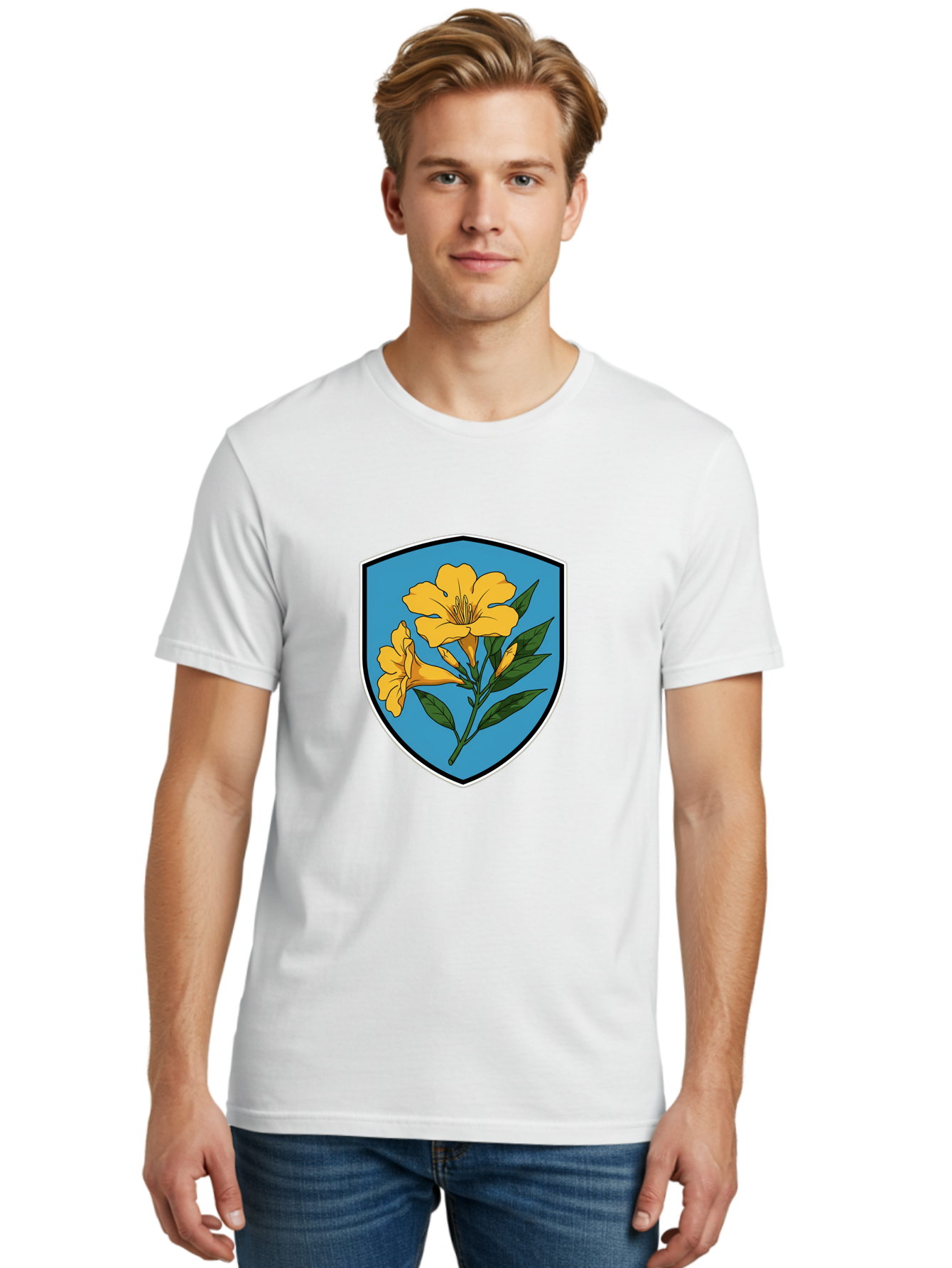 Yellow-Flowers-Shield Men'S Graphic Tee, 100% Cotton, Comfortable Casual Summer Wear, Machine Washable, Vintage Camera, Old Camera, Antique Camera, Black Camera, Classic Photography, Photography Equipment, Nostalgic Device, Film Camera, Ban998 24