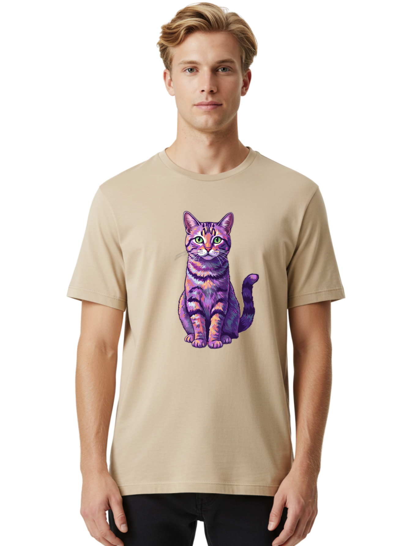 Purple-Tabby-Cat Men'S Graphic Tee, 100% Cotton, Comfortable Casual Summer Wear, Machine Washable, Vintage Camera, Old Camera, Antique Camera, Black Camera, Classic Photography, Photography Equipment, Nostalgic Device, Film Camera, Camera Art Bao776 23